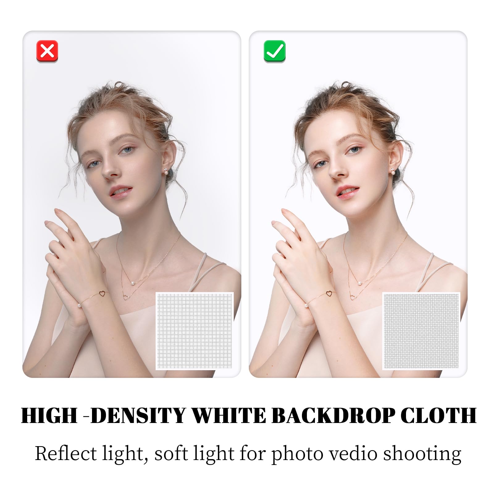 Beiyang 10 X10 Ft White Backdrop Screen For Photography, White Background Cloth For Soft Light, White Backdrop Curtain For Portr