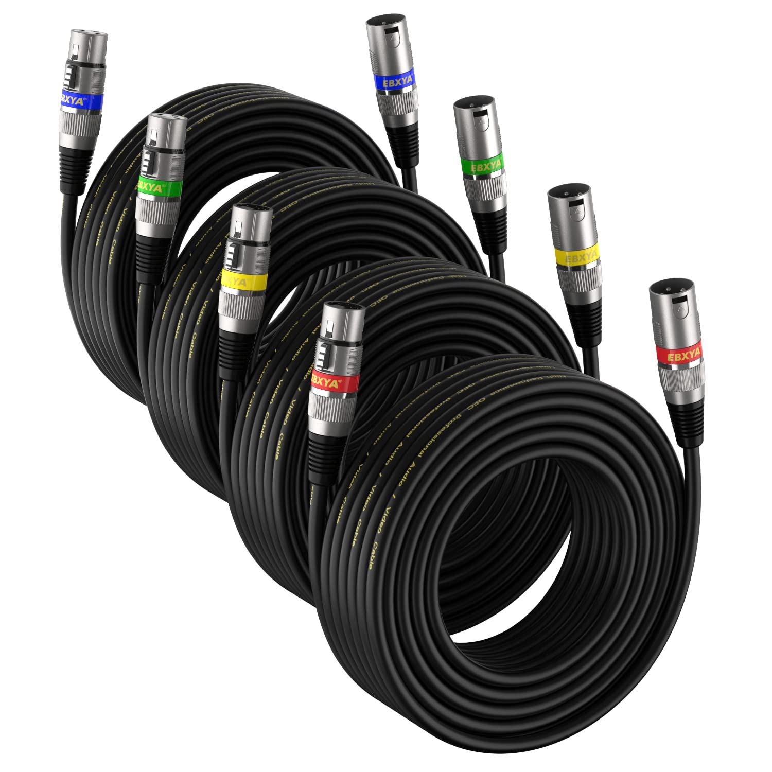 Ebxya Xlr Cable 20Ft 4 Pack   Mic Cables Balanced Dmx Cable Male To Female Suitable For Microphones, Radio Station, Stage Lighti