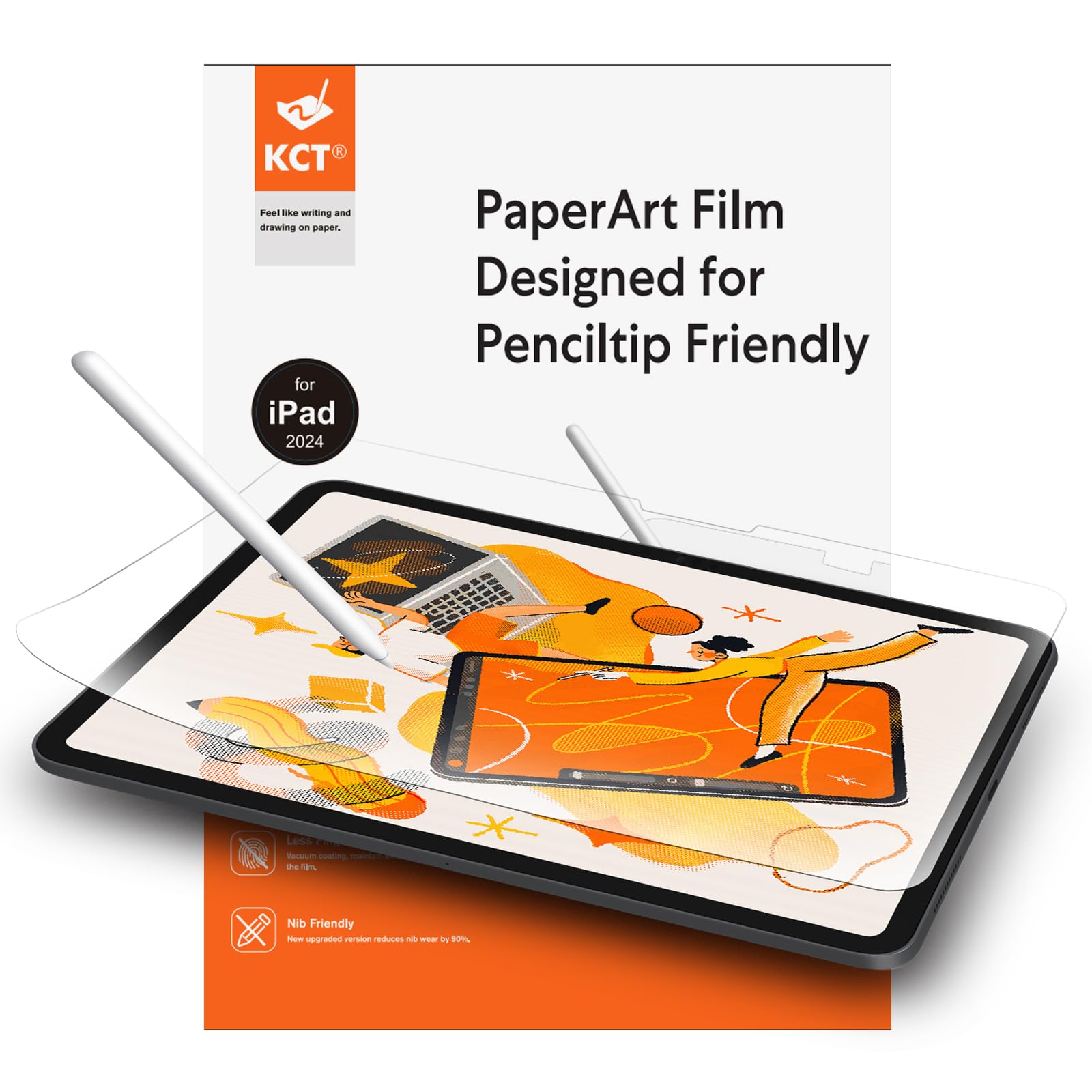 Kct 2Nd Papernano Screen Protector Compatible With Ipad Pro 11 Inch 2024 (M4), Paper Nano Texture Film For Drawing, Nib Friendly, Anti Glare 2 Pack