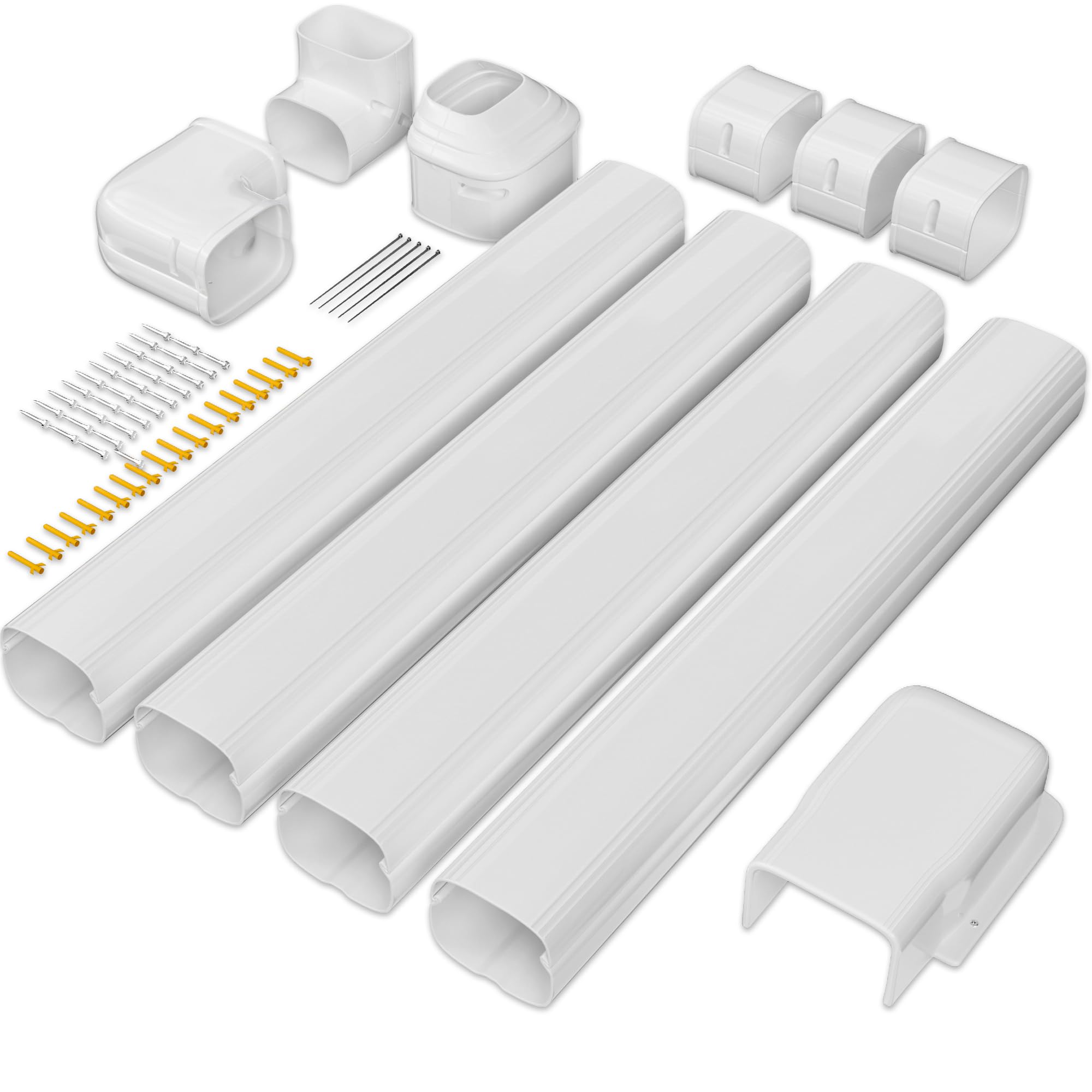 Cestluck 3'' 14 Ft Mini Split Line Set Cover, Pvc & Pp Line Cover Set Universal For Mini Split Ac & Central Ac