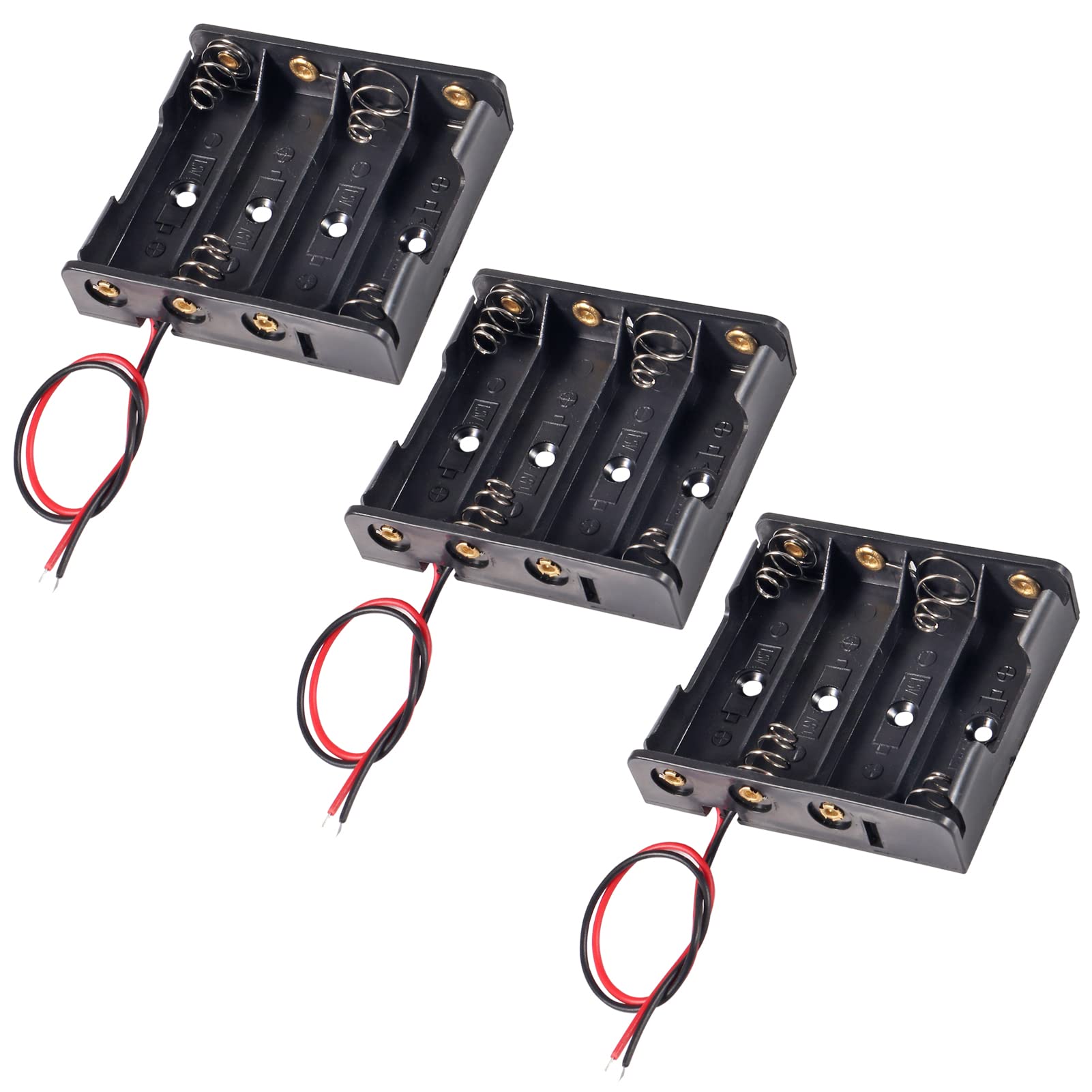 Aobao 3Pcs 4 Aa Battery Holder 4 X 1.5V Aa Battery Holder Case Box With Leads Wires