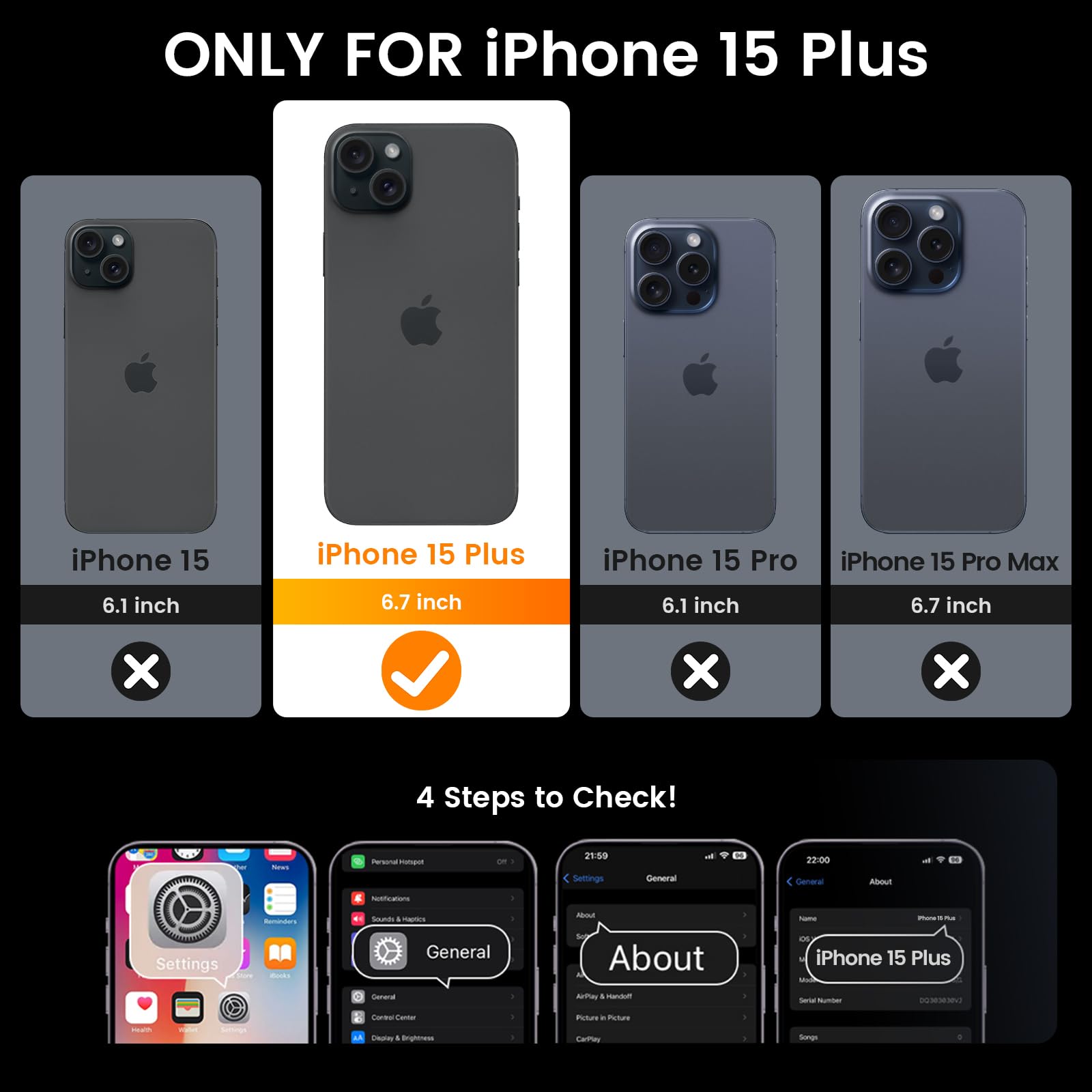 Goton For Iphone 15 Plus Case With Screen Protector   Slide Camera Cover Protective Phone Case With Ring Stand, Heavy Duty Shock