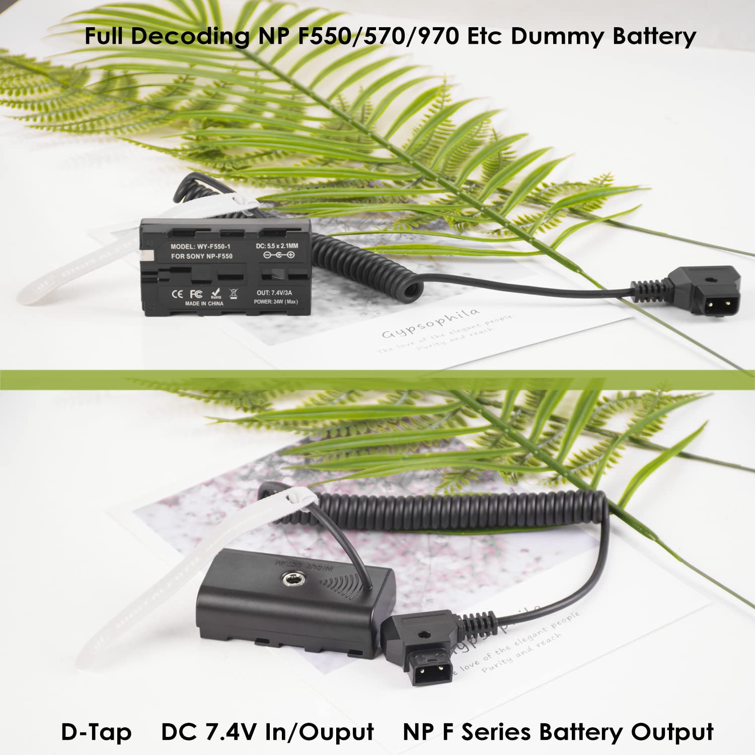 D Tap Coiled Power Cable To Np F550 Dummy Battery Compatible With Sony Np F550/770/570 Np F970 Power Led Light Feelworld Atomos
