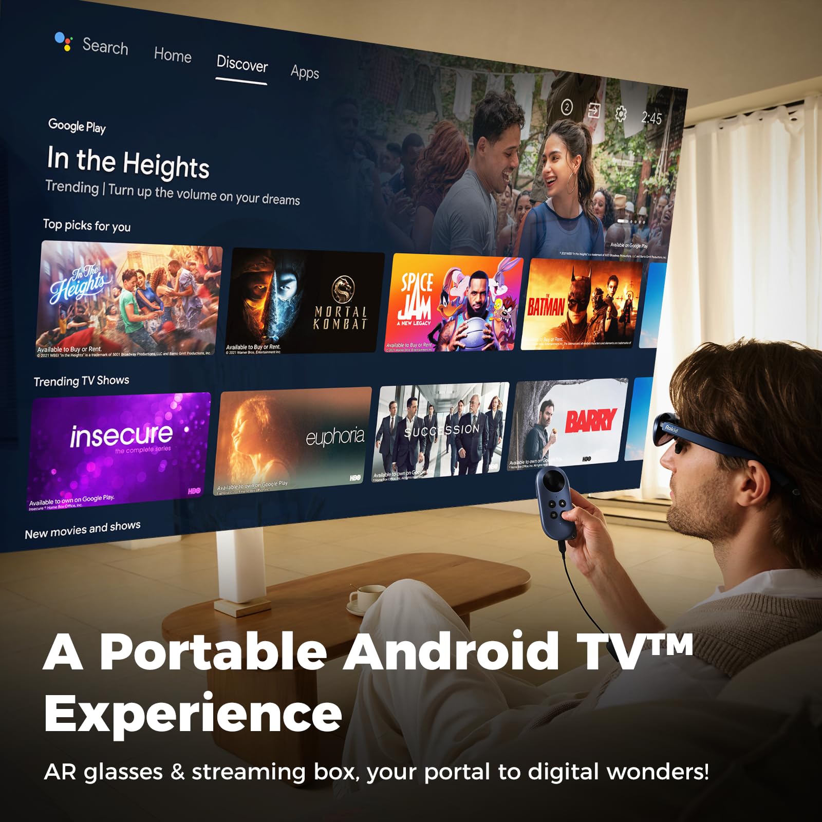 Rokid Station, Google Certified Portable Android Tv Device, Media Streaming Box, The Best Companion For Rokid Max And Other Ar G