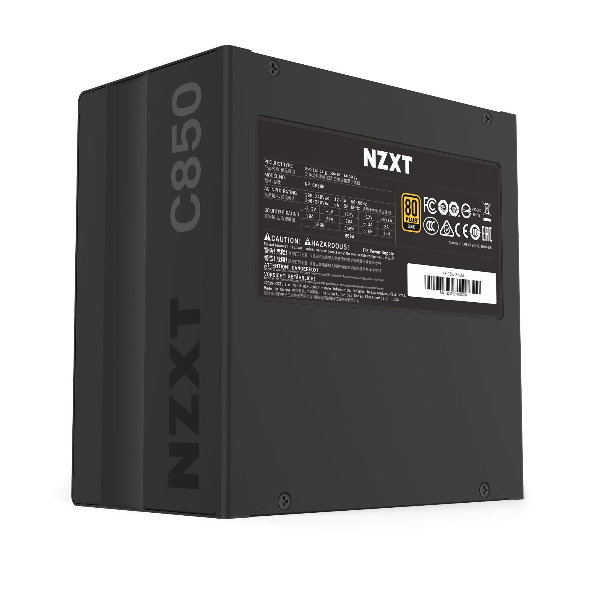 Nzxt C850   Np C850M   850 Watt Psu   80+ Gold Certified   Hybrid Silent Fan Control   Fluid Dynamic Bearings   Modular Design