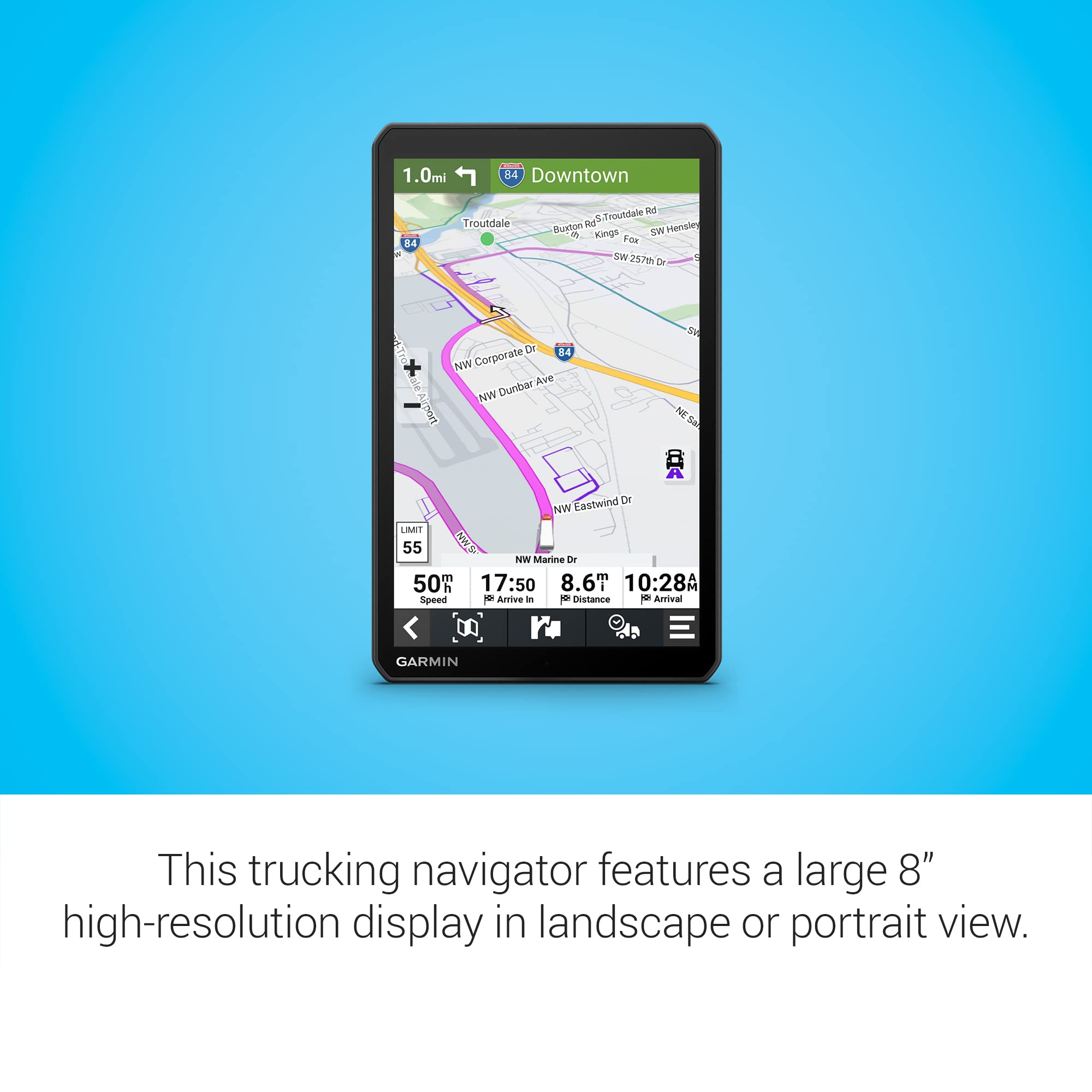Garmin Dezl Otr810, Large, Easy To Read 8    Gps Truck Navigator, Custom Truck Routing, High Resolution Birdseye Satellite Image