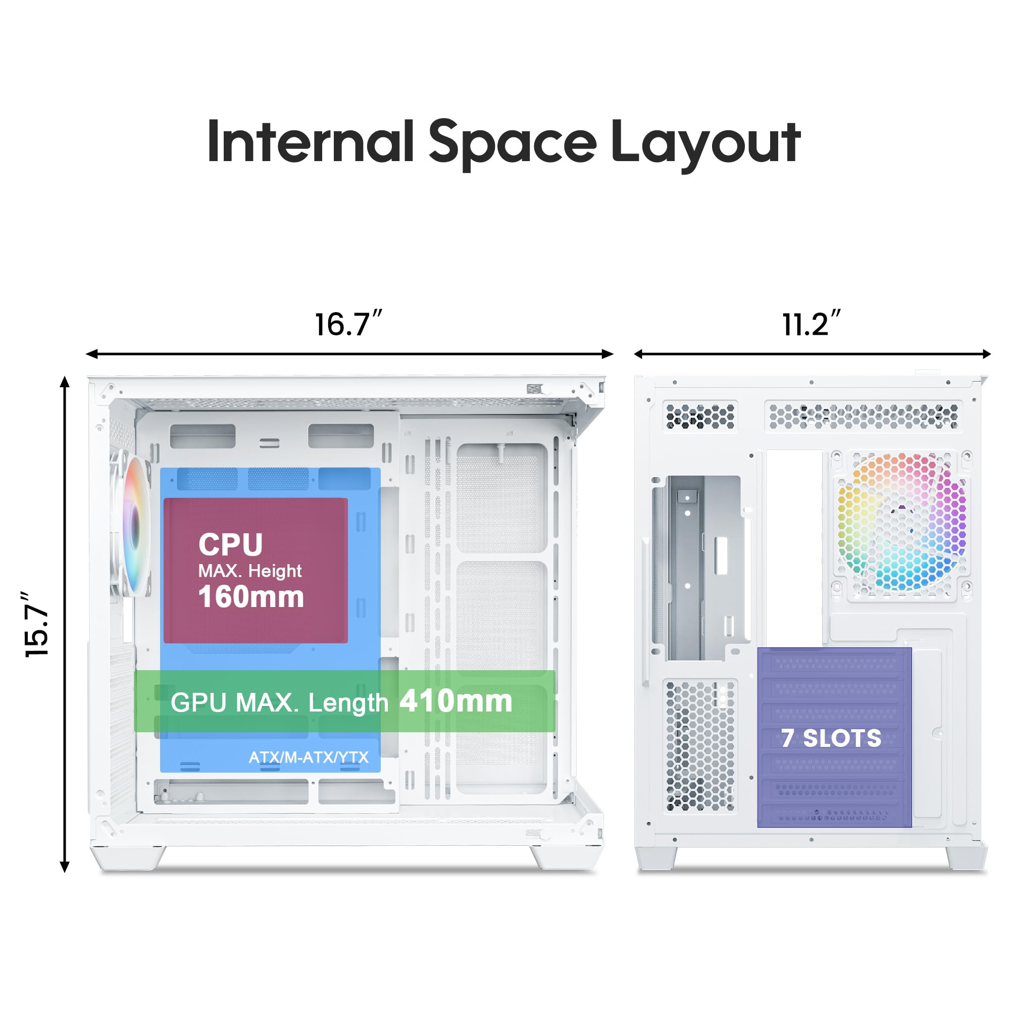 Vetroo Al900 Atx Pc Case With 270 Full View Tempered Glass, Pre Installed Argb & Pwm Fdb Fan, Supports 360Mm Radiator & 10 Fans,