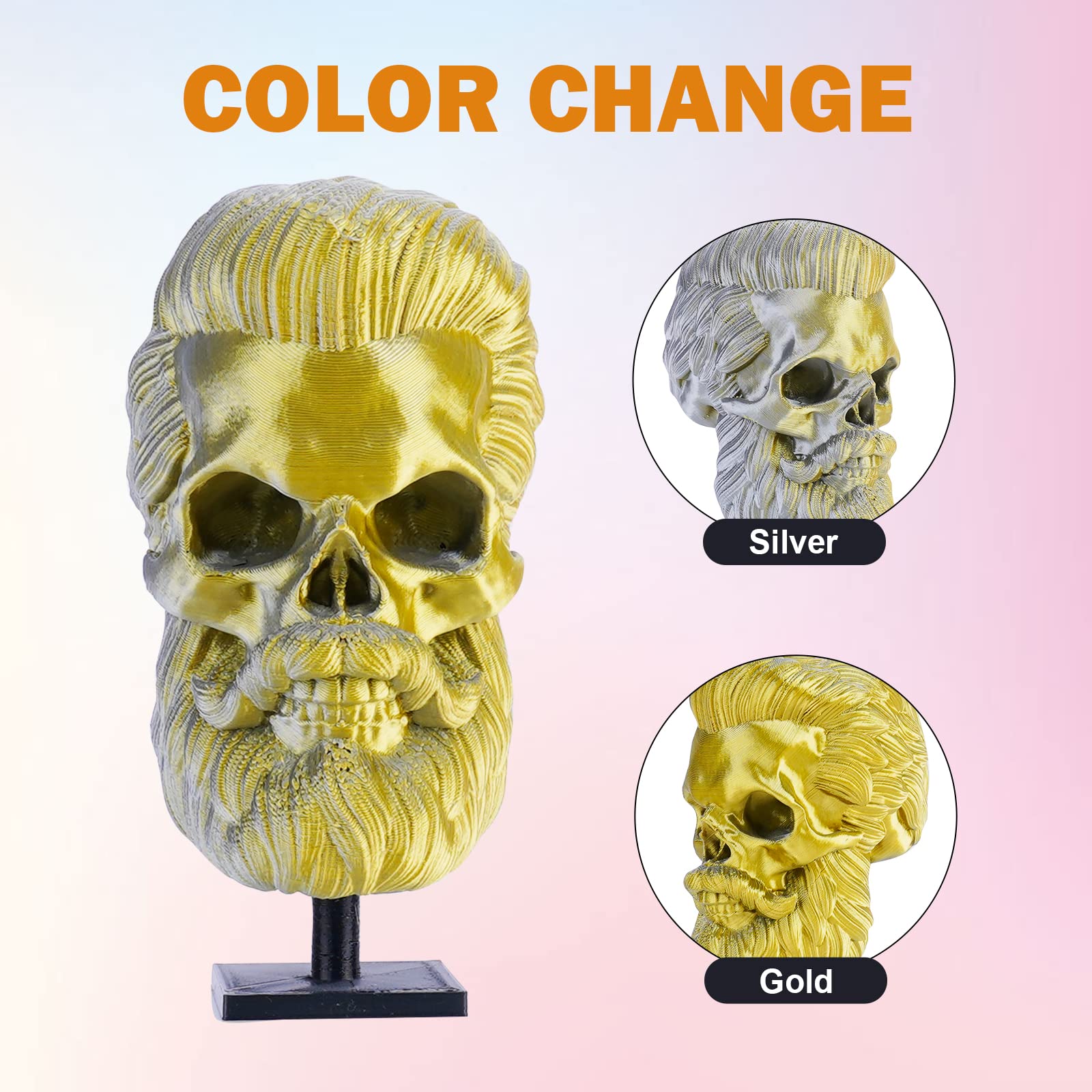 Eryone Silk Dual Color Filament Pla 3D Printer 1.75Mm +/  0.03Mm, Coextrusion Filament Pla Shiny Filament 1Kg(2.2Lbs), Gold Silv