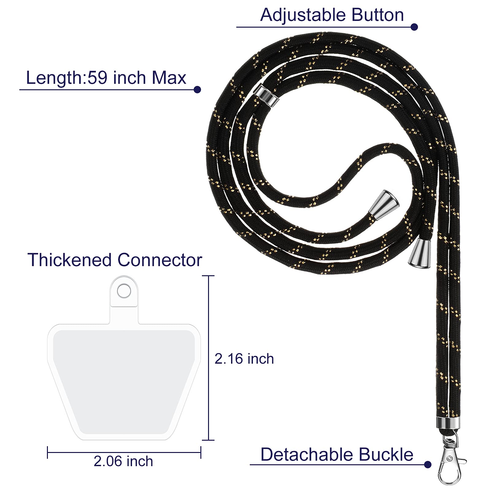 4 Pieces Universal Cell Phone Lanyard Crossbody Adjustable Nylon Phone Lanyard For Around Neck For Most Phones (Dark Color Serie