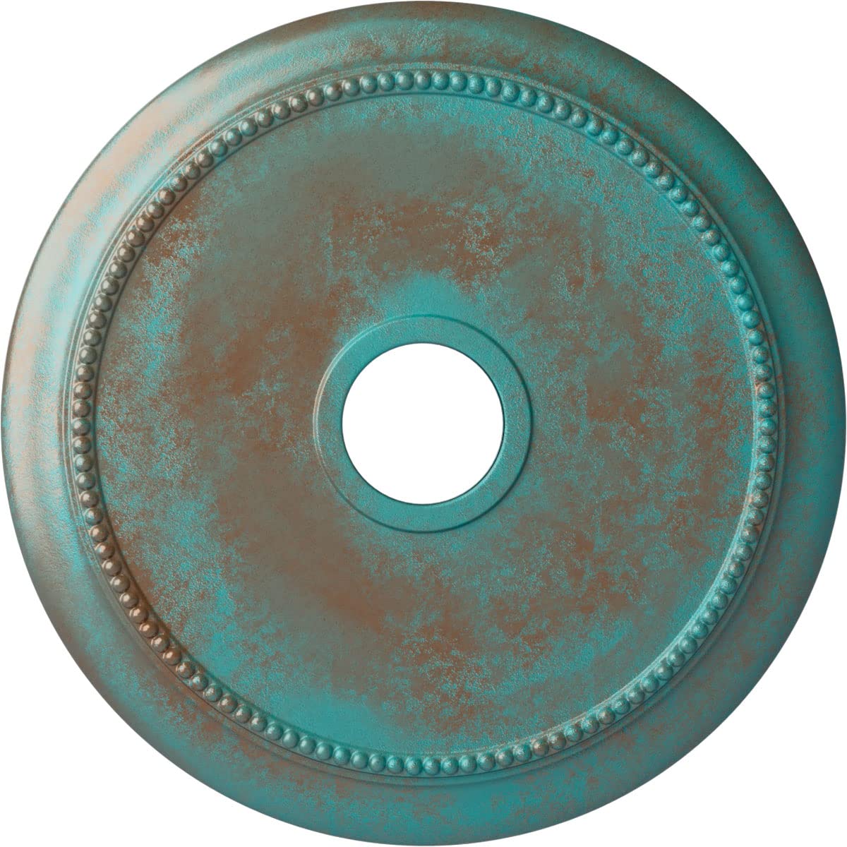 24 1/8OD x 4 3/8ID x 2 1/4P Crendon Ceiling Medallion (Fits Canopies up to 4 3/8), Hand-Painted Copper Green Patina