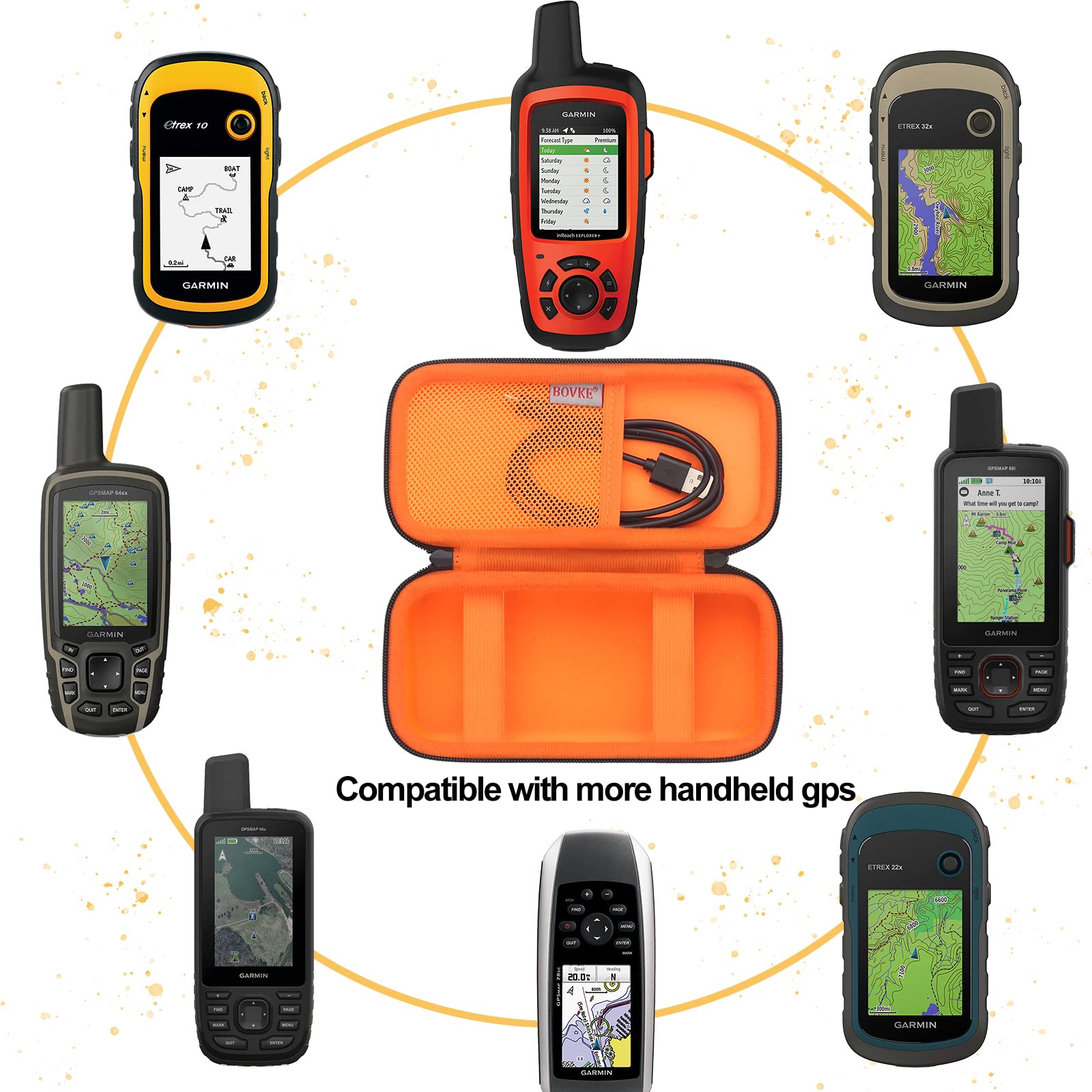 Bovke Carrying Case For Garmin Gpsmap 64Sx/66I/67/67I/66Sr/66S/65S/78Sc, Garmin Inreach Explorer+ Hiking Handheld Gps And Satell