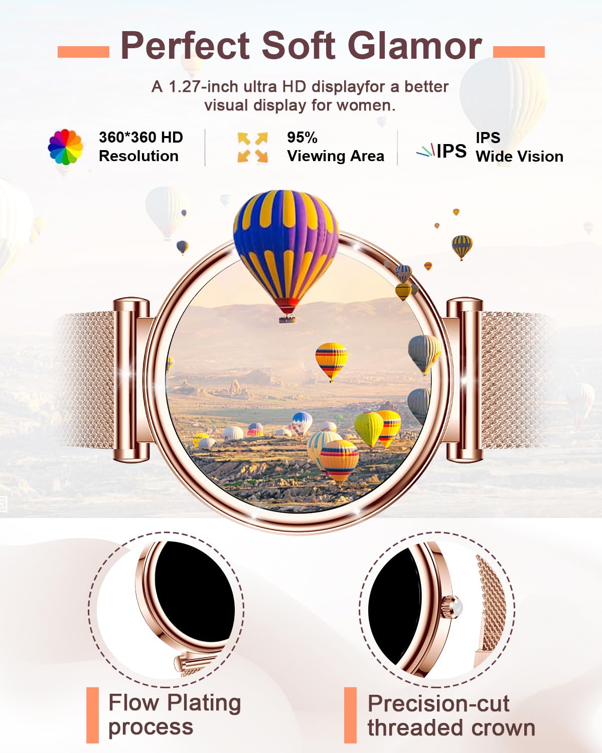 Small Smart Watch For Women With Bluetooth Call, 1.27    Ladies Smart Watch,120+ Sports Modes Step Counter Fitness Watch, Hr/Bp/