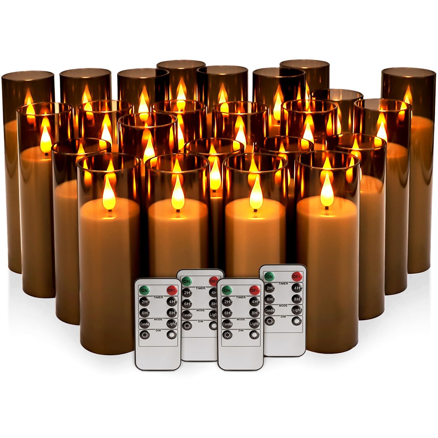 TLNFHRPI 24-Pack Grey LED Flameless Pillar Candles with Remote Control - Perfect for Home, Parties, and Special Festivals Decora