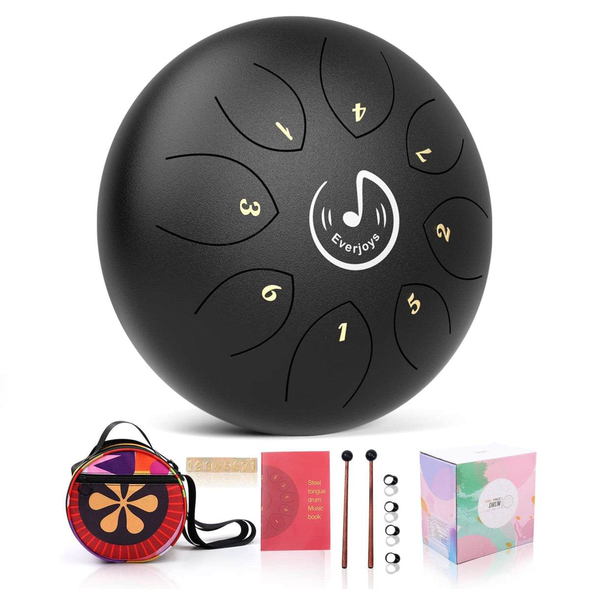 Steel Tongue Drum, 8 Notes 6 Inches C-Key Handpan Drum Percussion Instrument W/Gig Bag, Music Book And Mallets For Beginner Medi