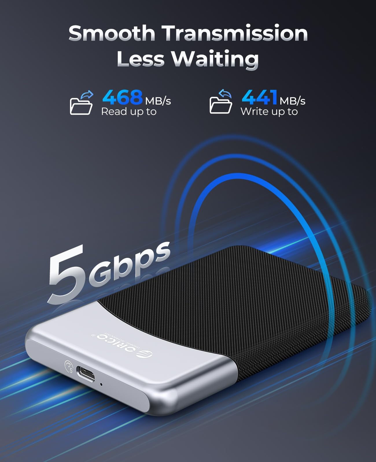 ORICO 512GB External SSD with 2 in 1 USB C Cable, Portable Solid State Drive USB 3.2 Gen 1 Up to 460MB/s, Dust and Drop Resistance, Reliable Storage for USB C Smartphone, PC, Tablet, Labtop   M25PRO