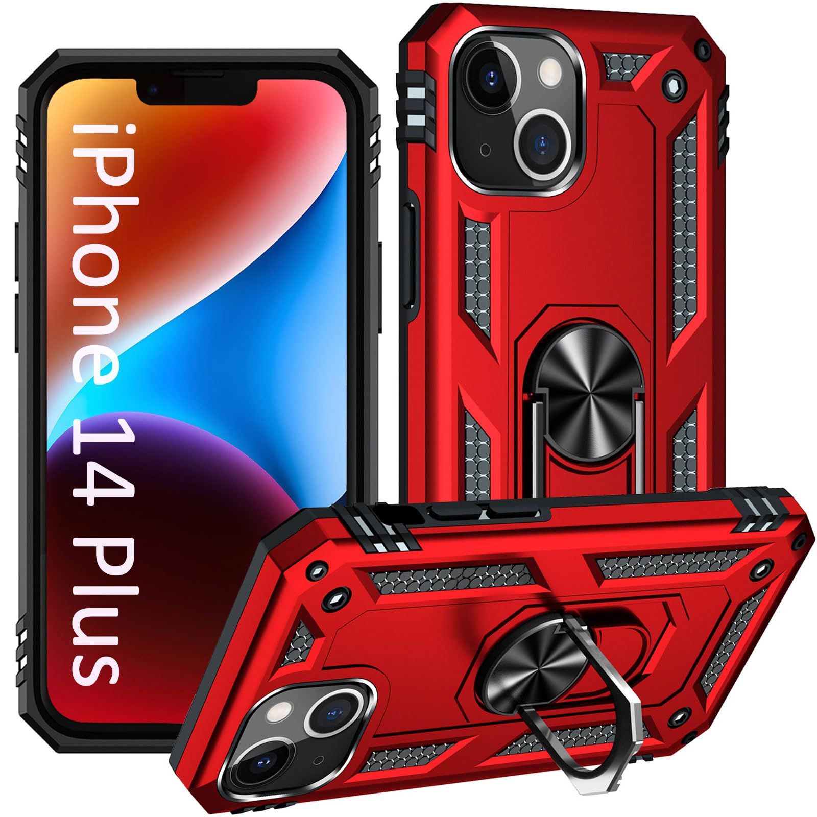 Addit Case For Iphone 14 Plus Phone Case Iphone 14 Plus Case, With Kickstand Ring, Support Magnet Car Mount, Military Grade, Hea
