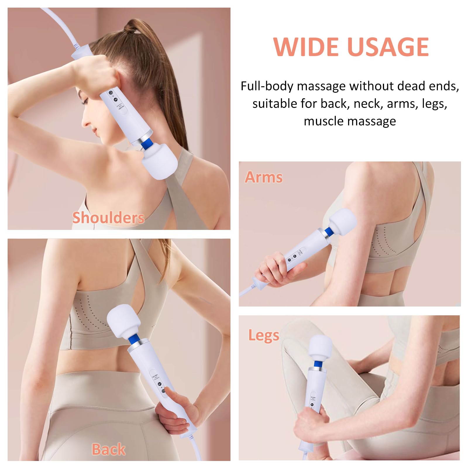 Vzvjtr Electric Muscle Massager, Handheld Relaxation Tool, Body Muscle Deep Tissue Massage For Neck Back Shoulder Foot (White)