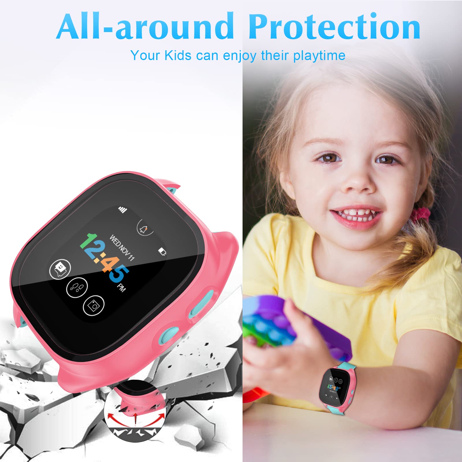 Kuaguozhe Tempered Glass Screen Protector Only Compatible For Gizmo Watch 3 For Kids,Pink
