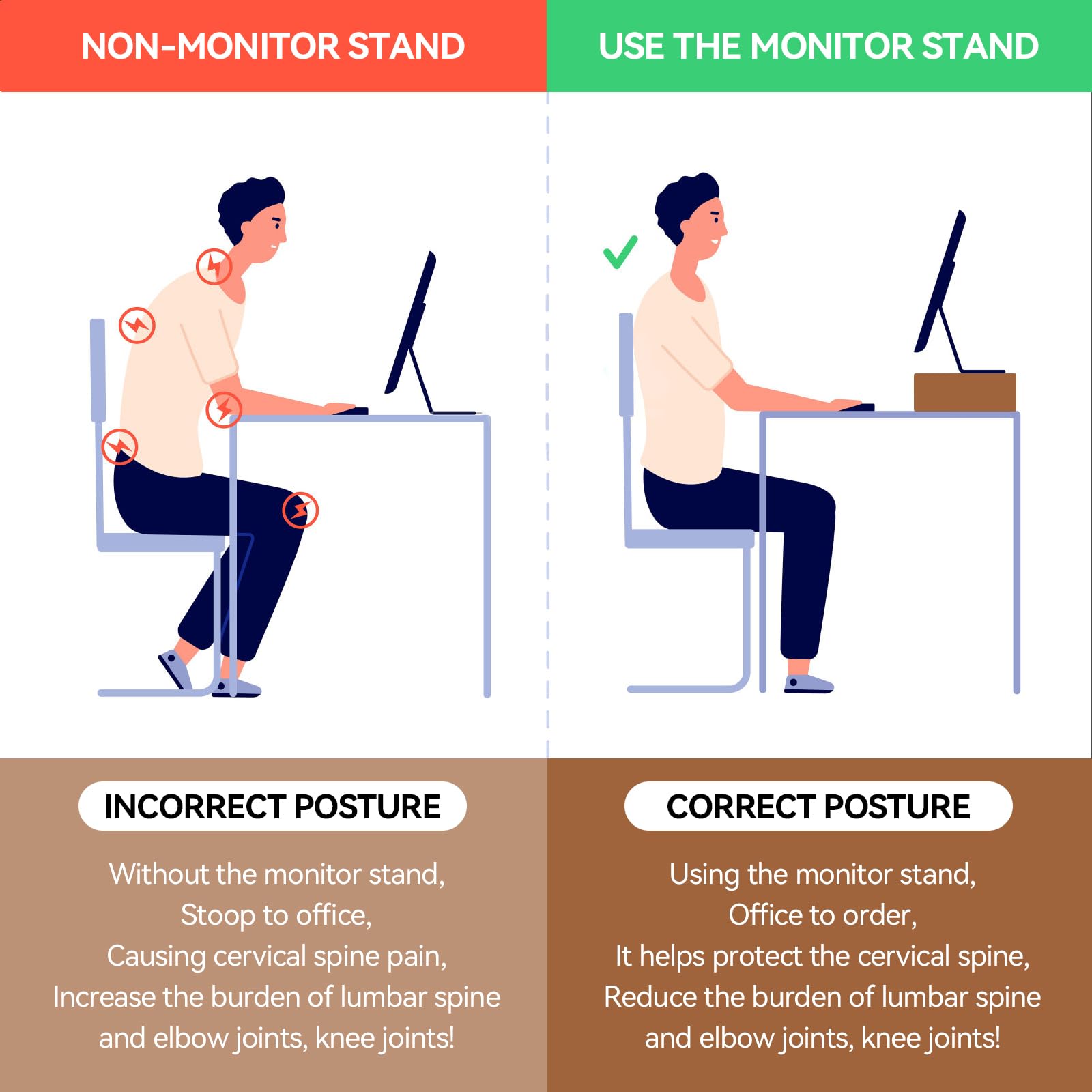 Kirigen Monitor Stand Wooden   Desk Stand Wood For Computer/Laptop/Tv Printer   Monitor Arms & Stands Desk Riser For Office Desk