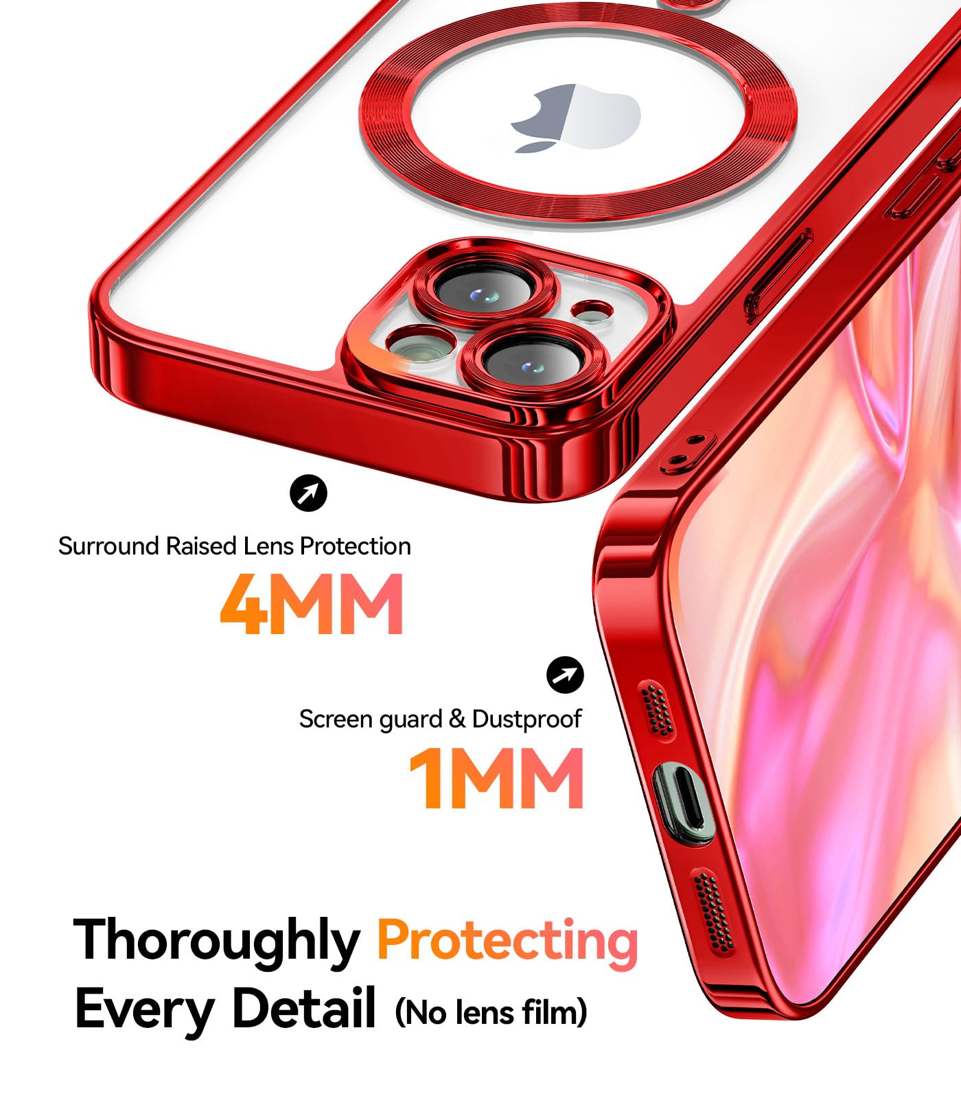 Meifigno Candy Mag Series Case For Iphone 15 Plus, [Compatible With Magsafe] [Glitter Card & Wrist Strap] Full Camera Lens Prote