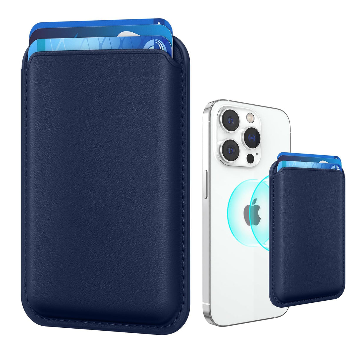 Amzone Magnetic Wallet Cell Phone Card Sleeves For Phone Case With Mag Safe, Stronger Magnetic Rfid Leather Phone Wallet Stick O