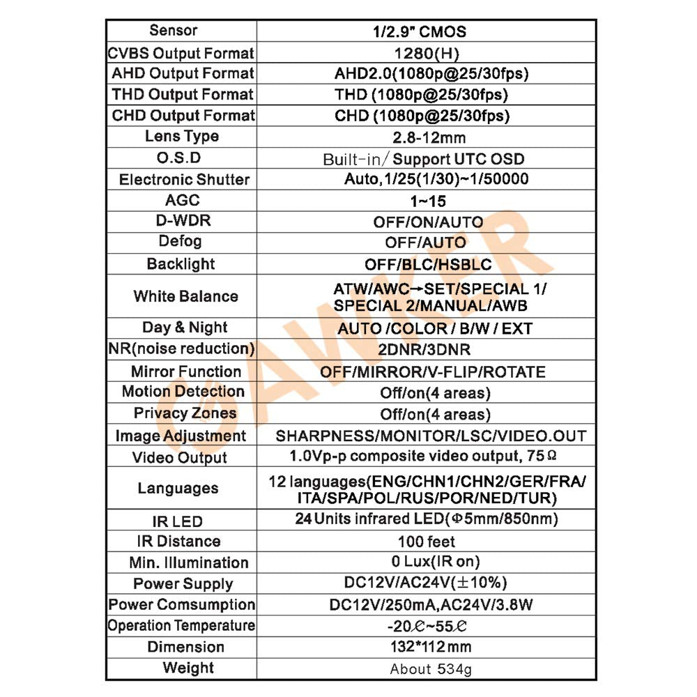 Gawker G830Qhdw Dome Cctv Security Camera 1080P 4 In 1 Hd Tvi (Default) /Ahd/Cvi/Cvbs,True Day&Night,Ip66 Vandal Proof,2.8 12Mm