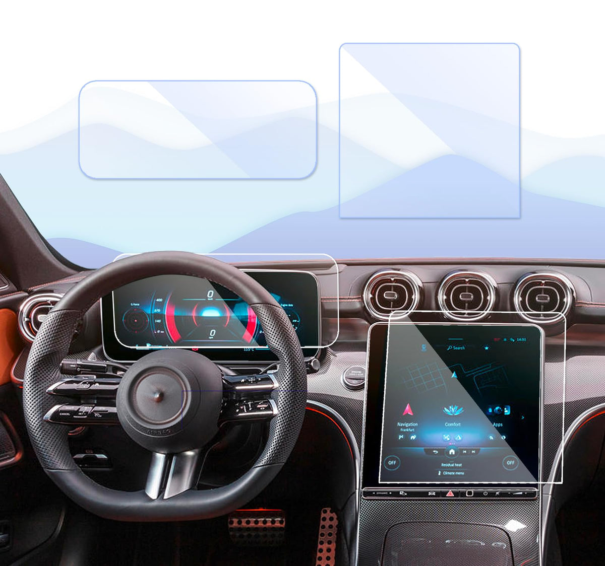Ufgdsha 2Pcs 2023 C300 Screen Protector For 2024 Mercedes Benz Glc 300 Accessories 2022 2023 2024 Mercedes Glc300 C43 W206 C43 2