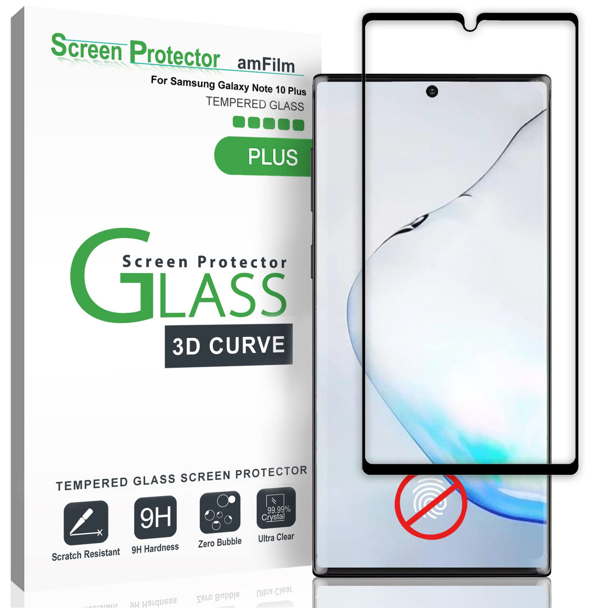 Amfilm Glass Screen Protector For Galaxy Note 10 Plus, Note 10+ (2019) Tempered Glass, Dot Matrix With Easy Installation Tray (N