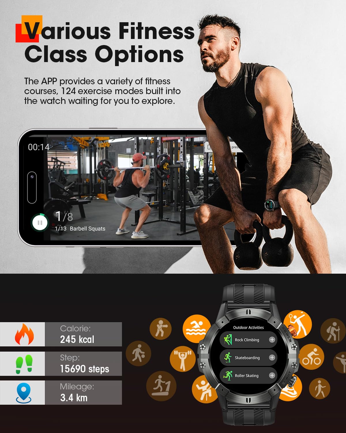 Smart Watches For Men, Bluetooth Call Military Smart Watch, Waterproof Fitness Tracker With Heart Rate/Blood Oxygen/Sleep Monito