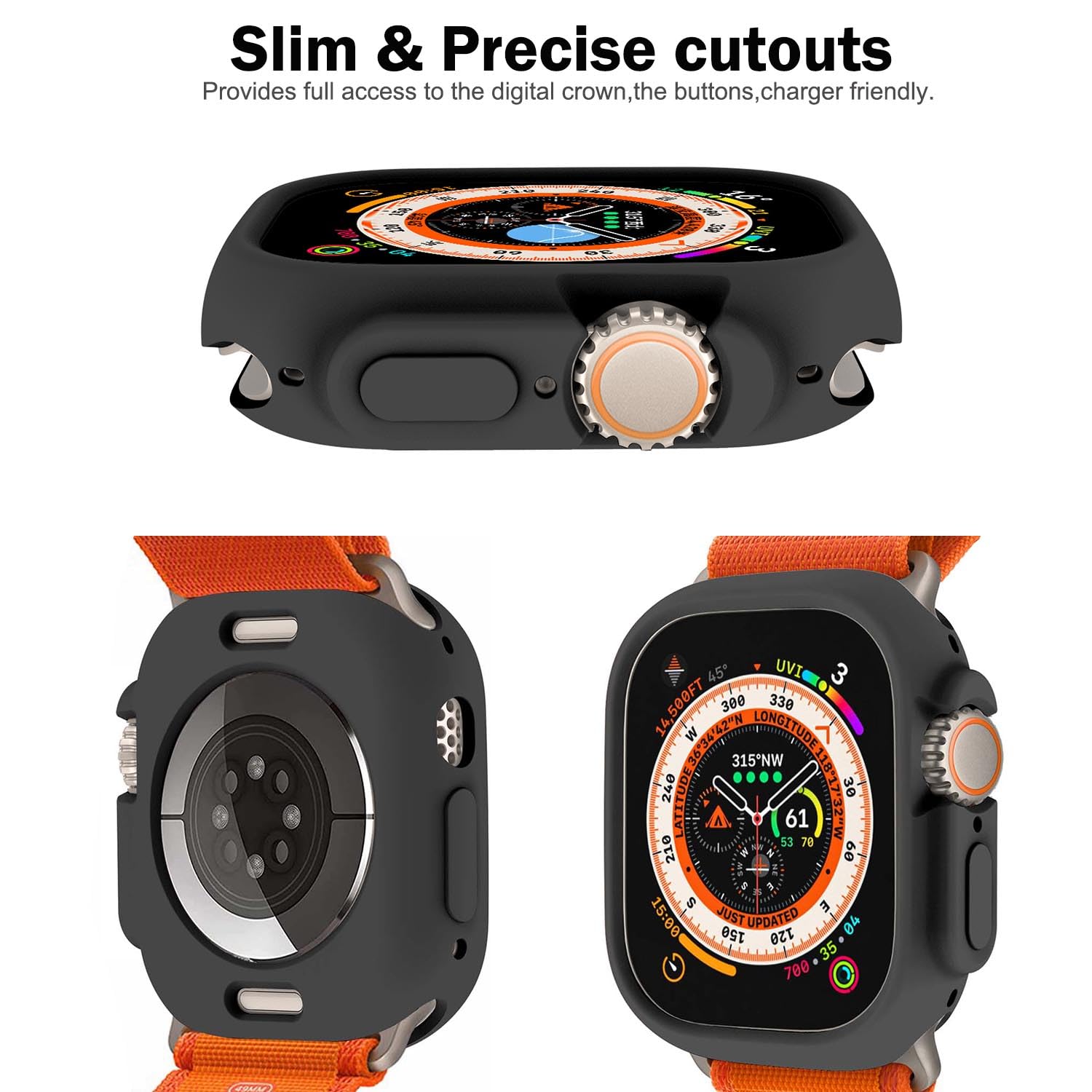 Botomall Compatible With Apple Watch Bumper Case Ultra 2 / Ultra 49Mm Soft Flexible Tpu Thin Lightweight Protective Cover For Iw