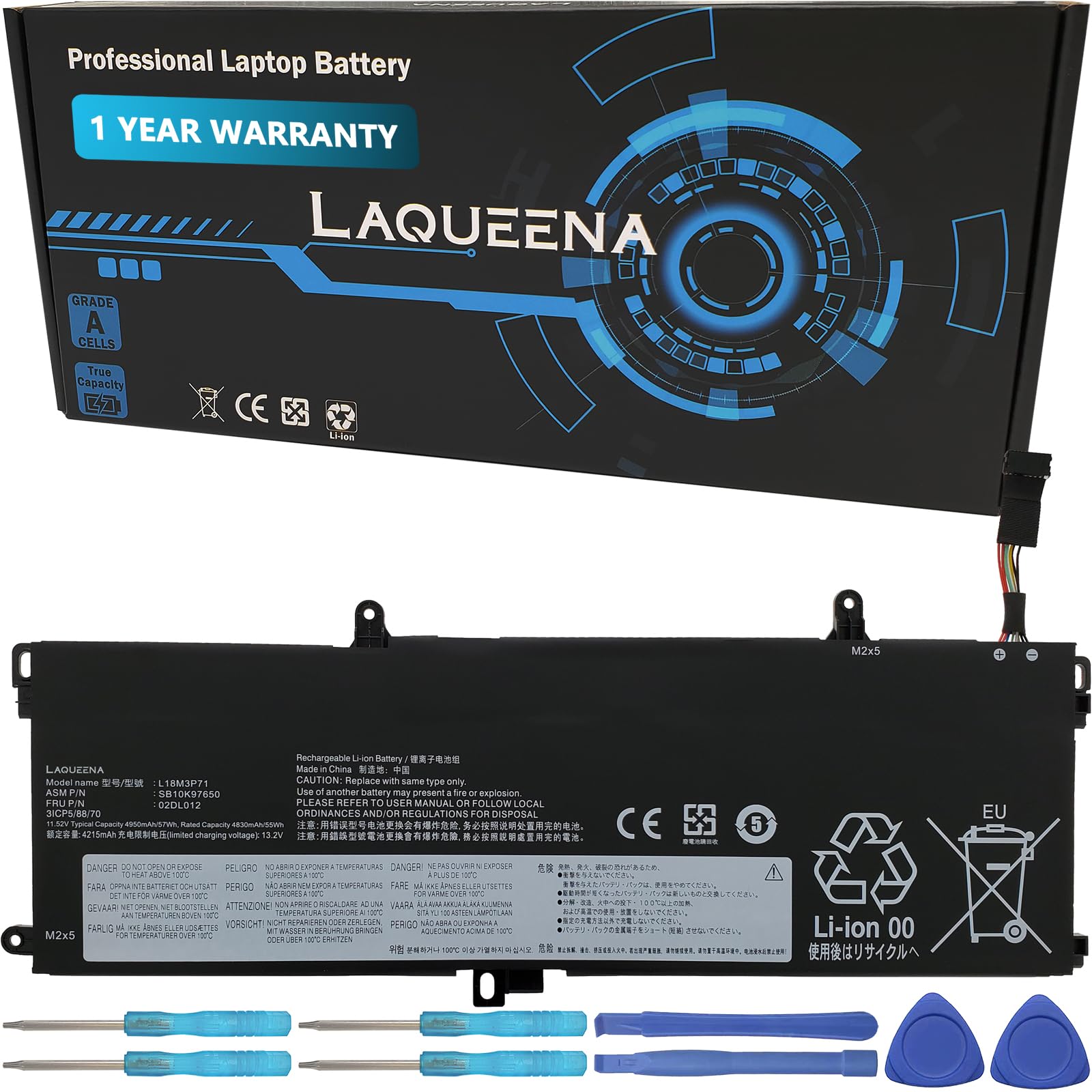 Laqueena L18M3P71 Laptop Battery Compatible With Lenovo Thinkpad T590 P53S T15 P15S 1St Gen Series L18L3P71 L18S3P71 L20D3P71 02