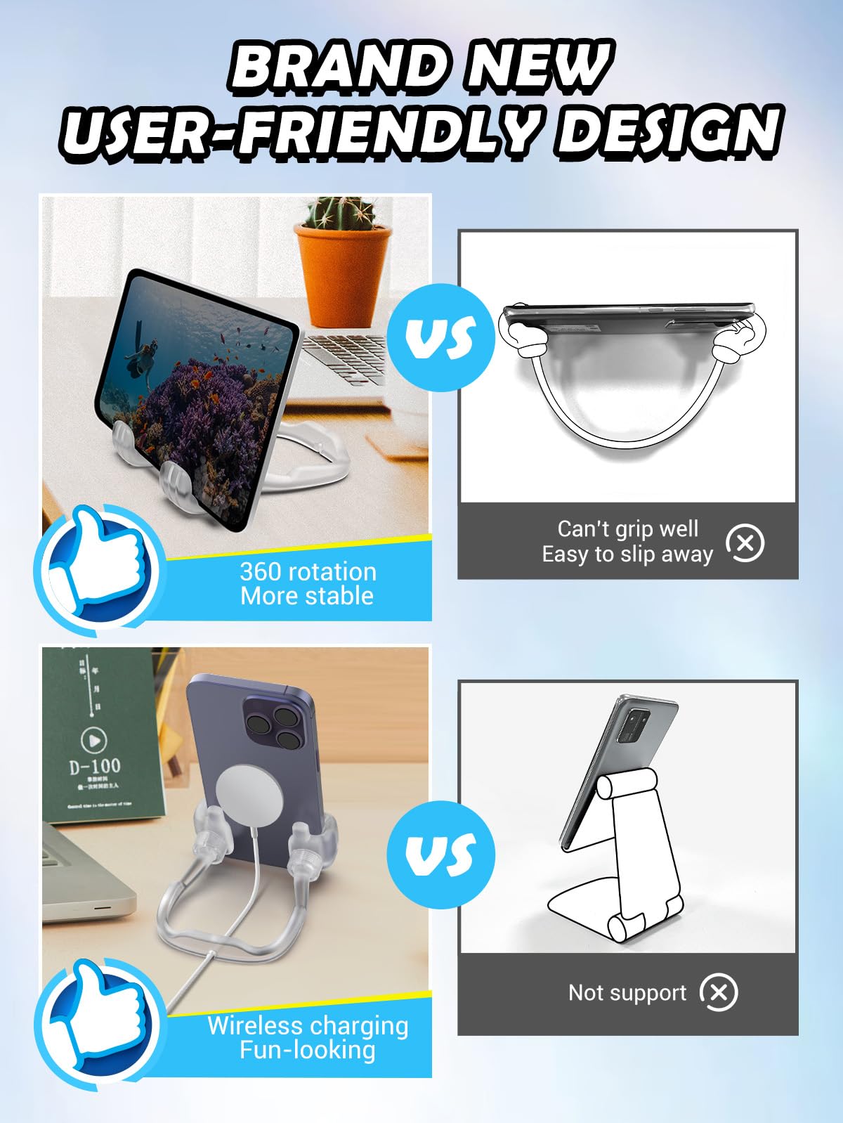 Stocking Stuffers For Teens Thumbs Up Lazy Phone Stand Cell Phone Stand Men Gifts For Christmas Phone Holder For Desk Funny Birt