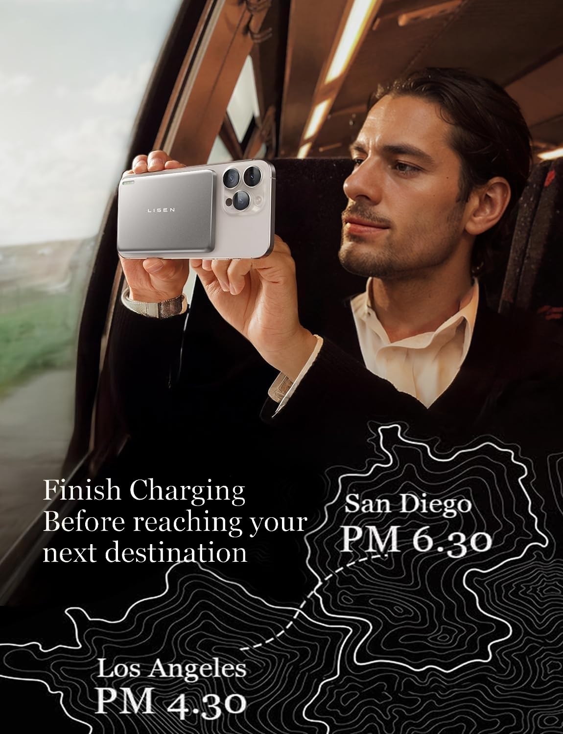 Lisen 0.3 Ultra Slim Magsafe Power Bank For Iphone,[All Alloy] 5,000Mah Magnetic Power Bank For Iphone,Magsafe Battery Pack For