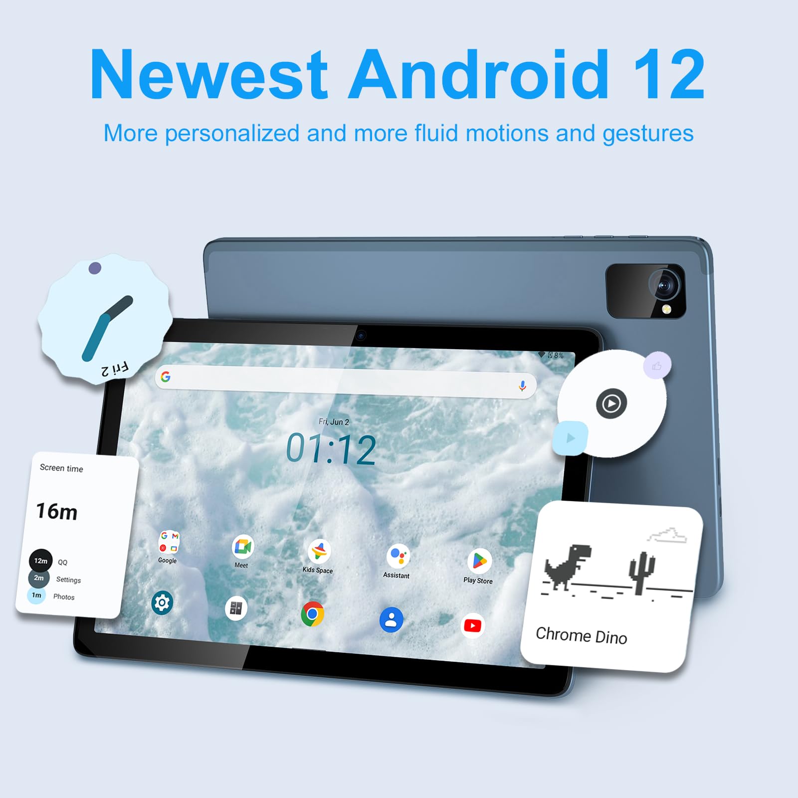 Tibuta Android Tablet 10 Inch, Octa Core Android 12 Tablet With 7000Mah Battery (Max 14 Hour), 4Gb+64Gb Rom Gaming Tablets, 10.1