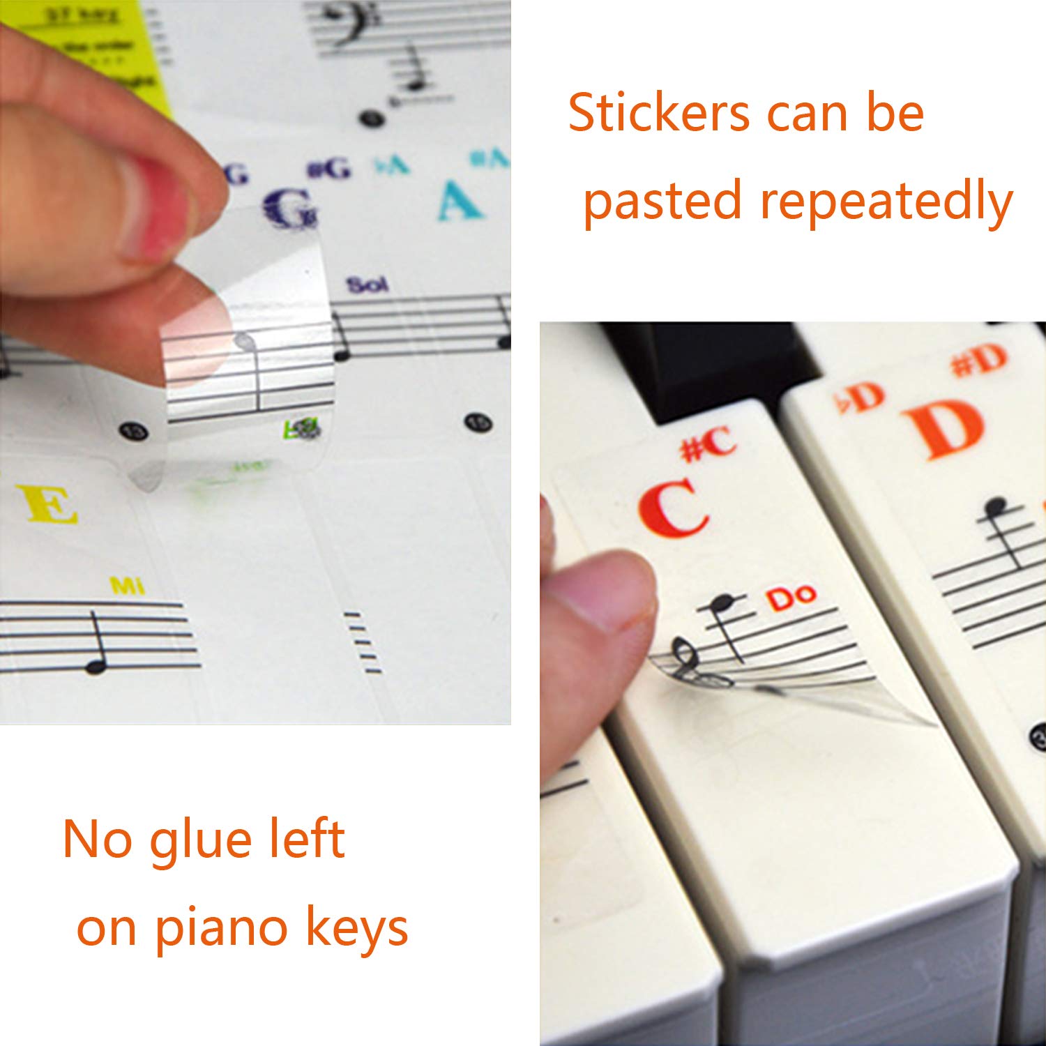 Piano Keyboard Stickers For 88/61/54/49/37 Key, Bold Large Letter Piano Stickers For Learning, Removable Piano Keyboard Letters,