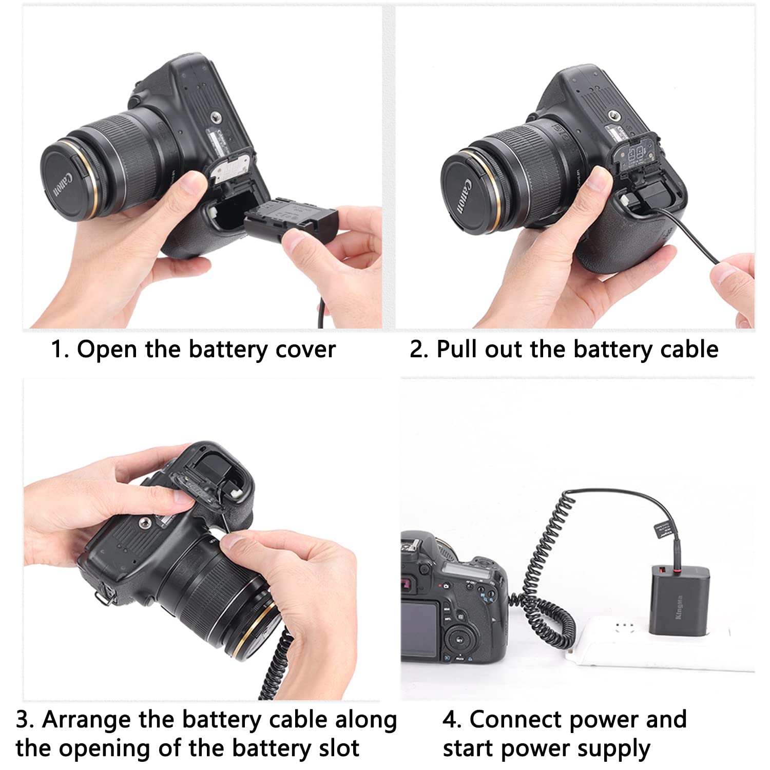 King Ma LP-E6 Dummy Battery with Type-C Adapter for Canon EOS 5D4, 80D, 6D, 7D - Battery Replacement Solution