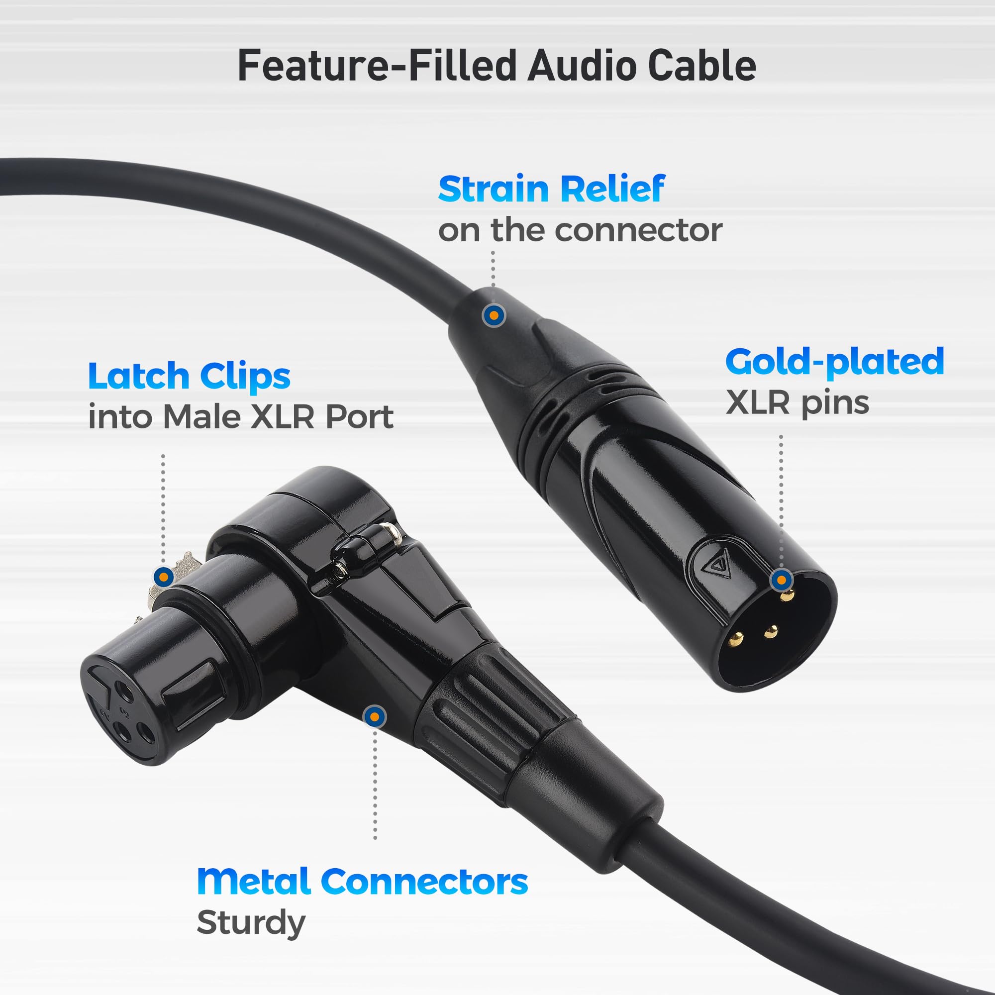 Cable Matters 2 Pack Right Angle Xlr Cable, Xlr Microphone Cable 3 Feet, Oxygen Free Copper (Ofc) Xlr Right Angle Cable, Mic Cor