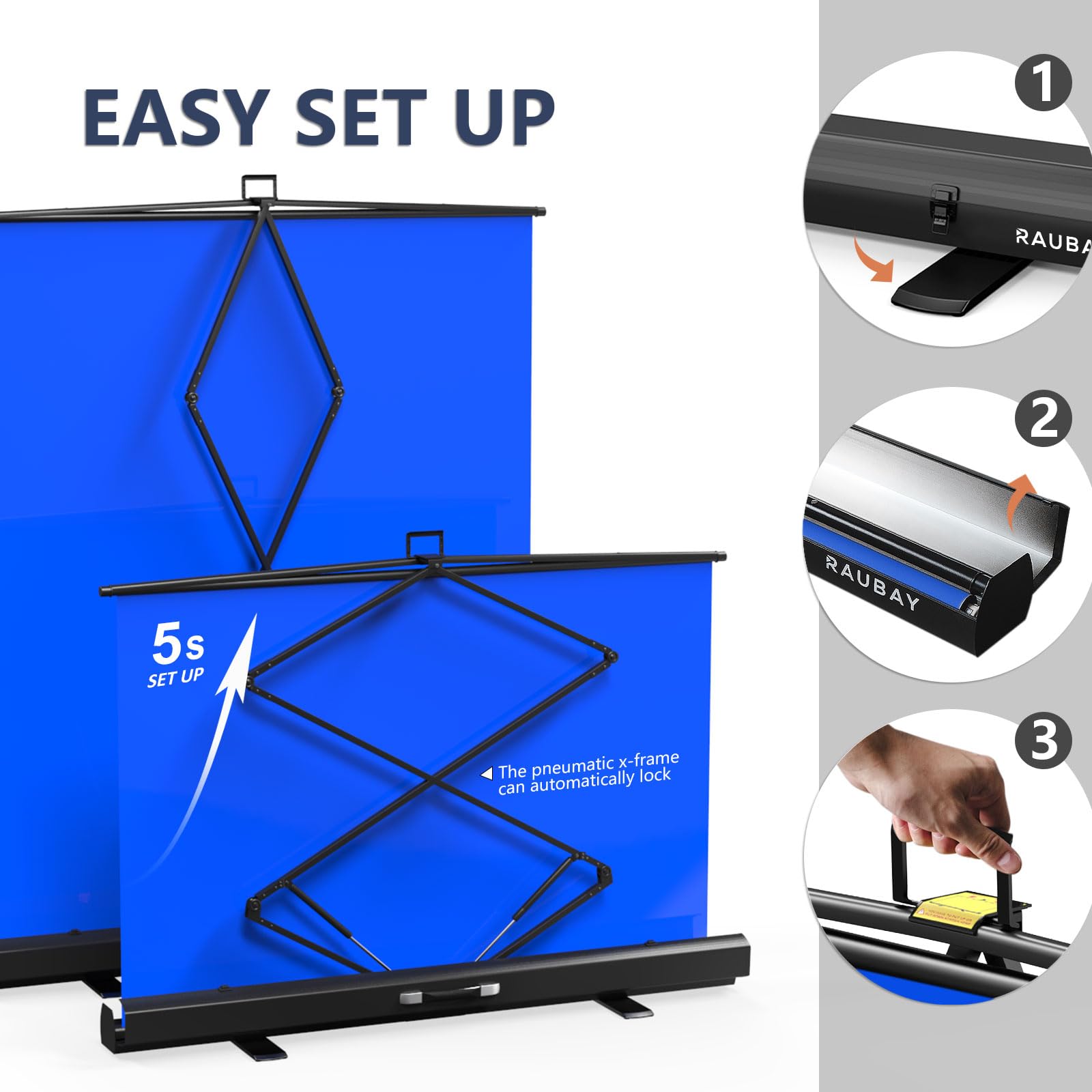 ?Easy Set Up? Raubay 59.8 X 78.7In Collapsible Blue Screen Backdrop Portable Retractable Chroma Key Panel Photo Background With