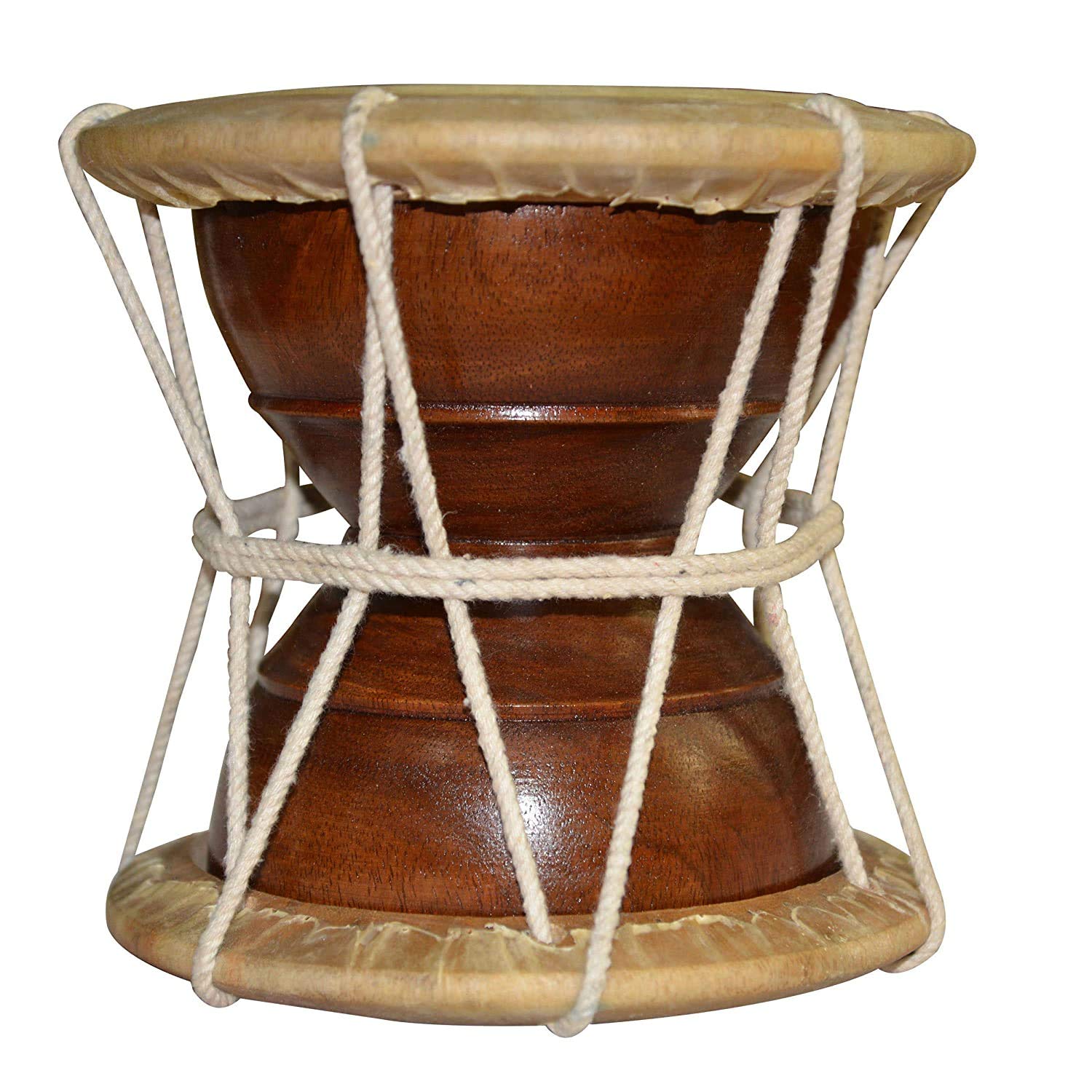Sharma Musical Store Hand Percussion Kirtan Deru/Damru Handmade Indian Musical Instrument Brown