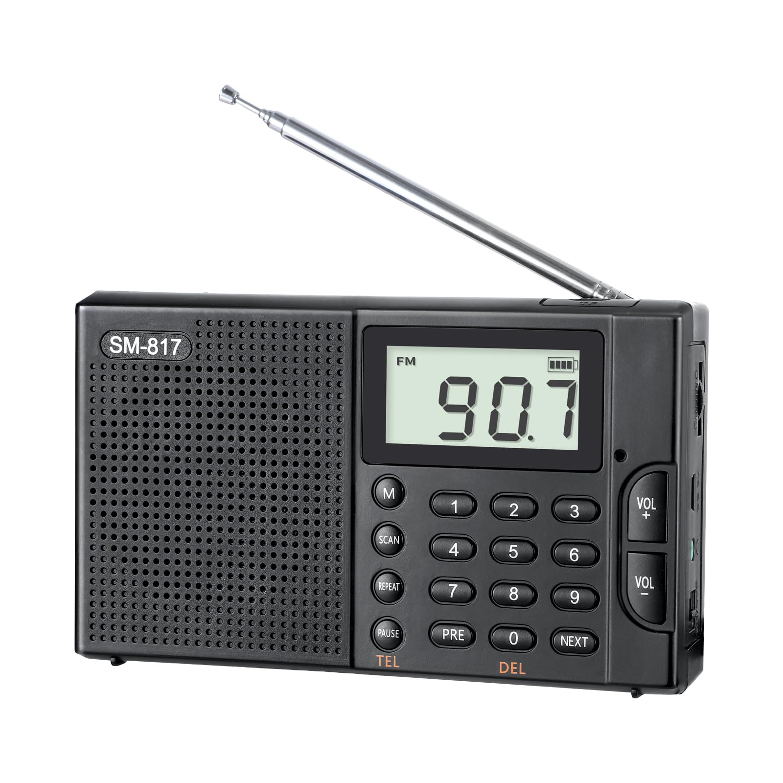 Semier Portable Am Fm Sw Bluetooth Radio With 1200Mah Rechargeable Battery, Small Shortwave Radio Digital Tuning, Lcd Display, Support Usb And Micro Sd Card, Build In Bass Speaker And Earphone Jack