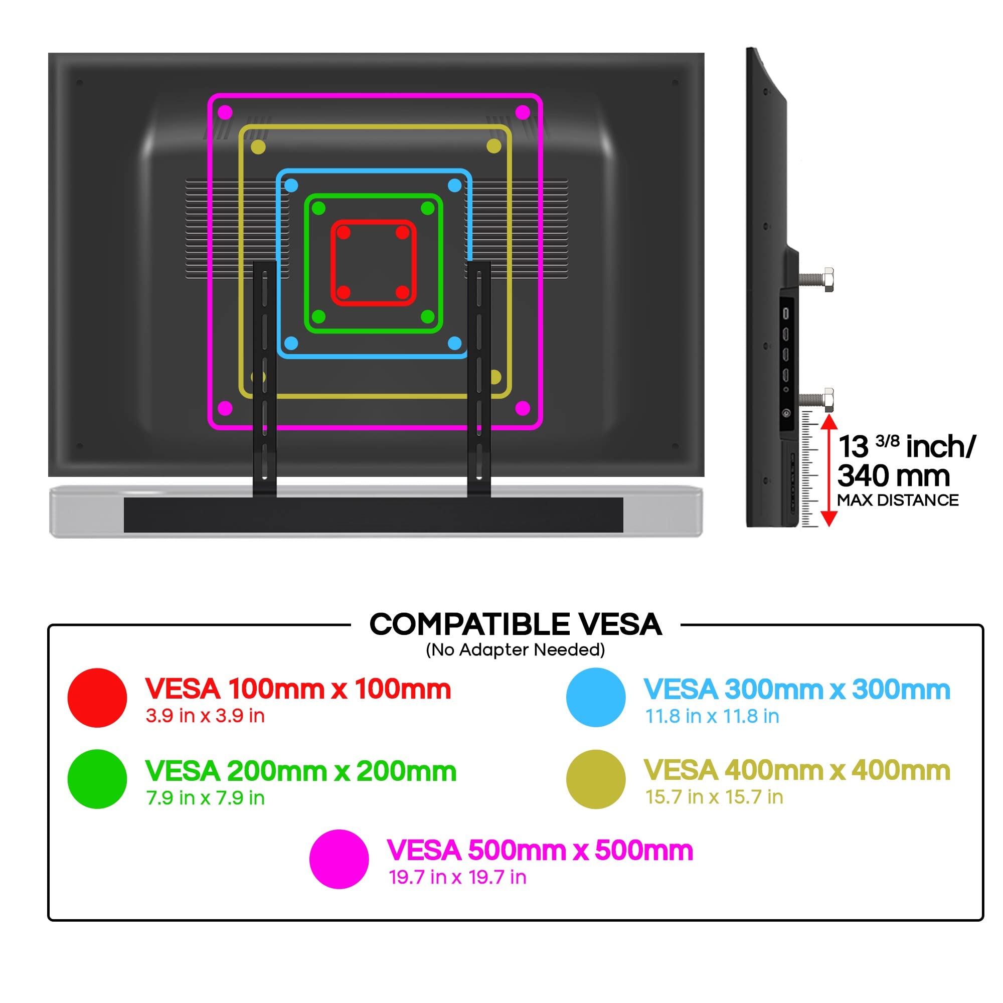 Universal Under Tv Mount, Black, Compatible With Bose Smart Soundbar 300/500/550/600/700/900/Ultra, Tv Speaker, Soundtouch 300