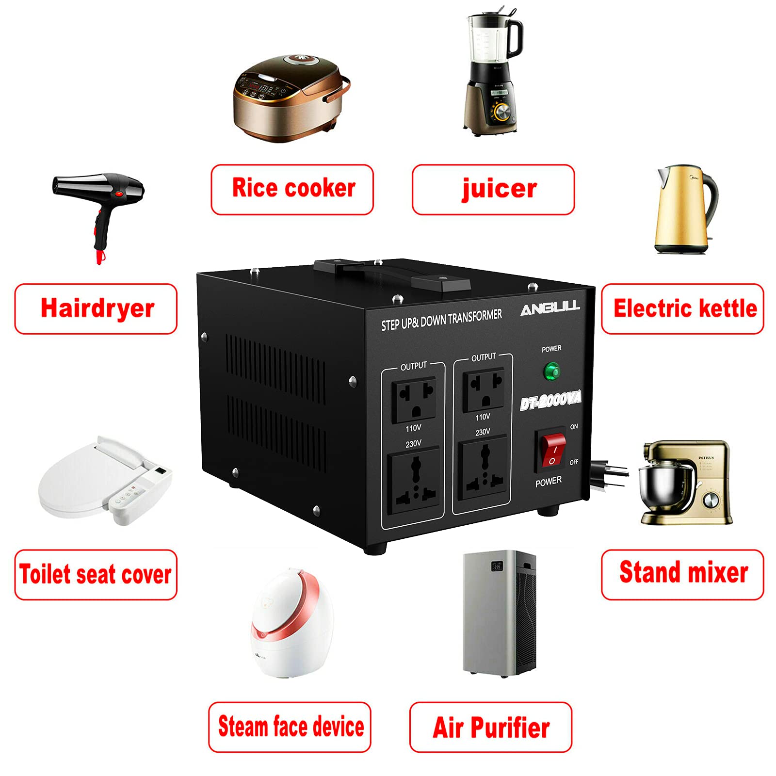 Anbull Voltage Converter 2000 Watt Voltage Transformer, 220V / 230V / 240 Volt To 110V / 120 Volt Or 110V / 120 Volt To 220V / 2