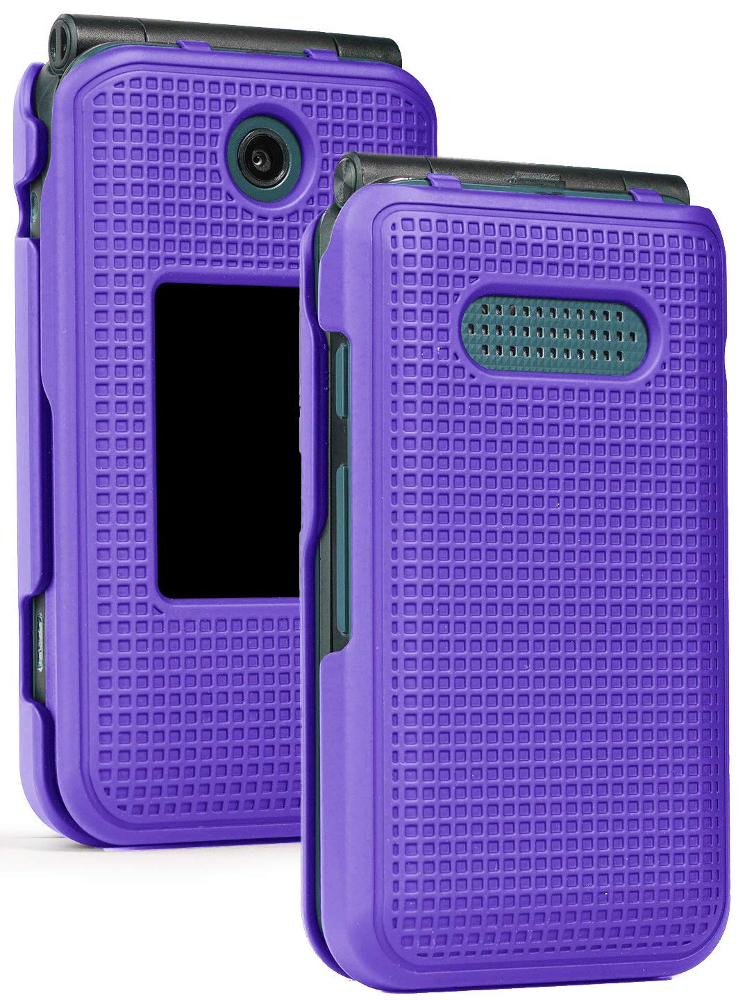 Nakedcellphone Case For Cingular Flip 4, Cricket Debut Case, [Purple] Protective Snap-On Cover [Grid Texture] For Cricket Debut 