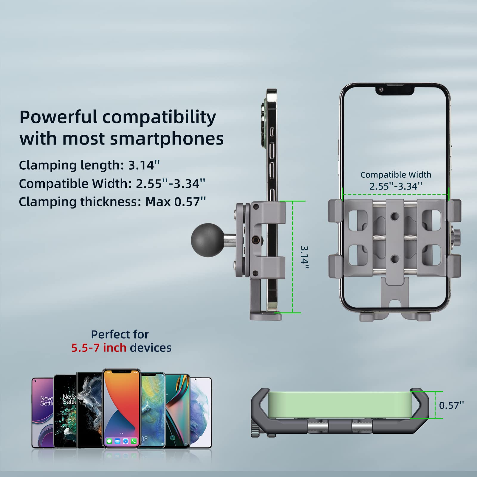 Fanaue Cpc 09Sa Anti Vibration Motorcycle Phone Mount With 1 Inch Ball Head For Ram Mounts B Size Double Socket Arm And Bike Pho