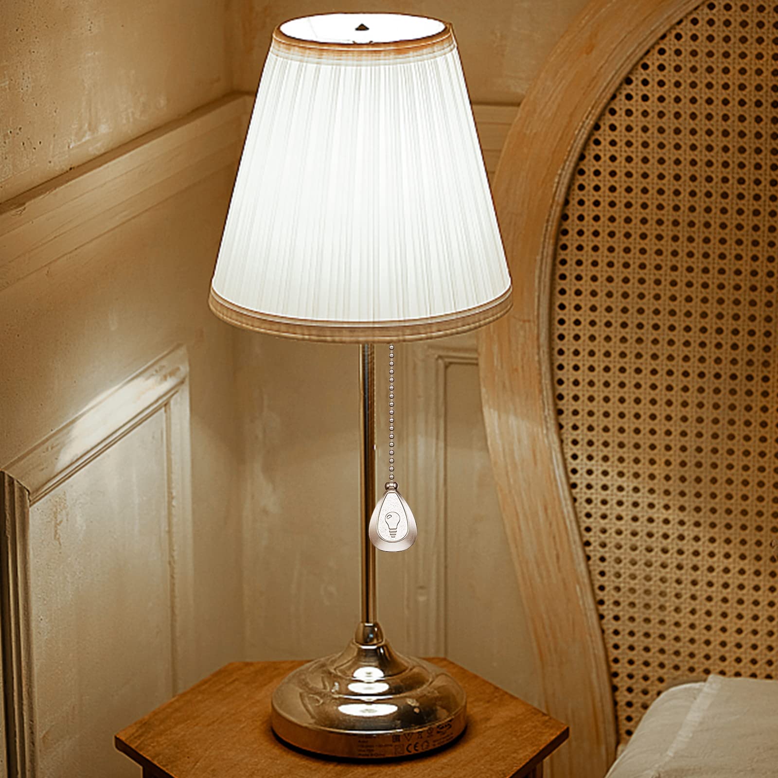 Dotlite Silver Ceiling Fan Pull Chain, 12 Inches Decorative Fan Pull Chain Ornaments Extension, 3Mm Diameter Beaded Ball Fan Pul