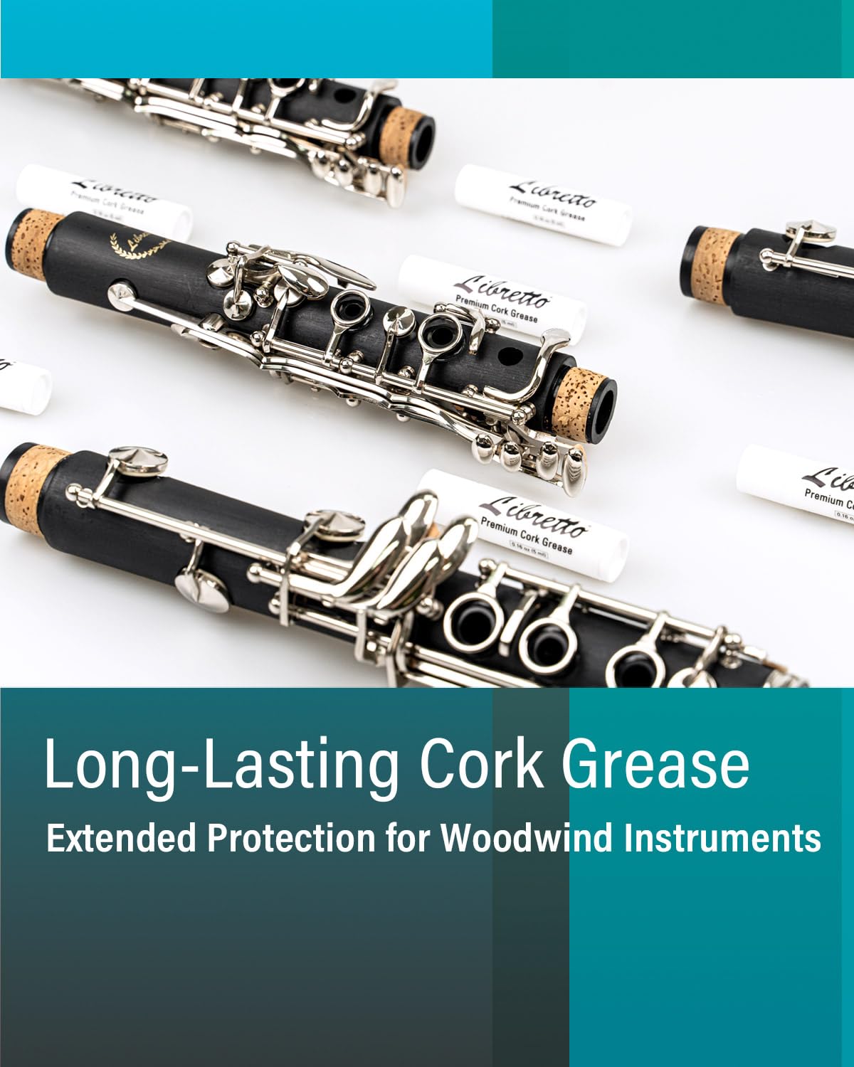 Libretto Premium Cork Grease, Set Of 3, Odorless, Smooth, For Woodwind Musical Instruments, Clarinets, Saxophones, Bass Clarinet