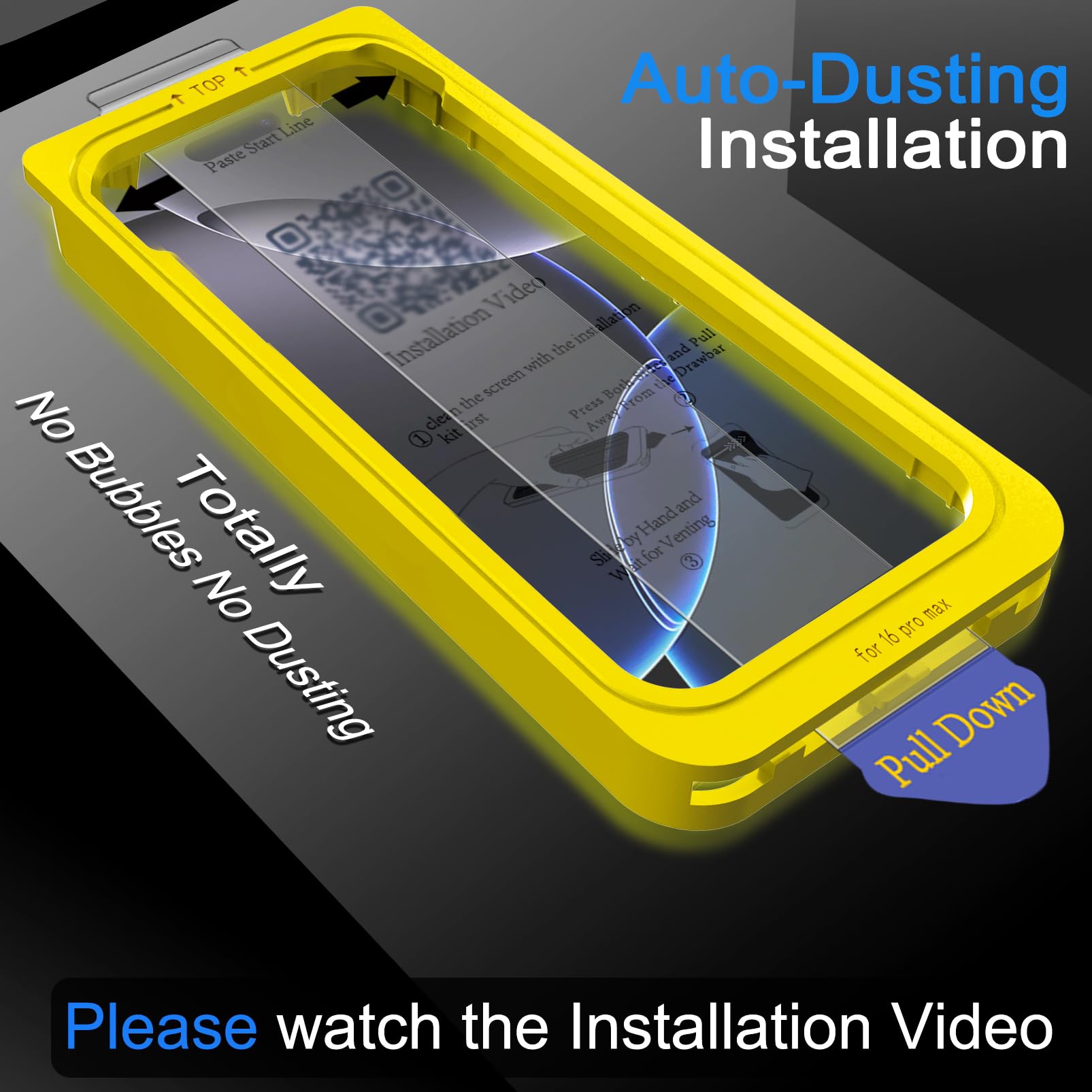 Ferilinso Full Coverage 3 Pack Screen Protector For Iphone 16 Pro Max [Phone Case Fit], 3 Tempered Glass Camera Lens Protector A