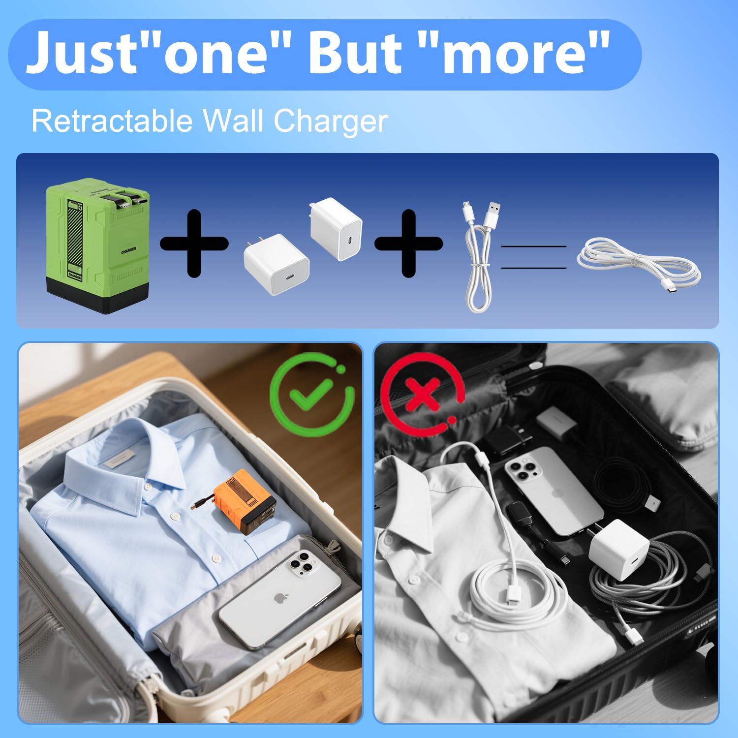 2 In 1 Compatible With 120W Fast Charger, 2025 New Retractable Wall Fast Charger Module, Portablecharger With All In 1 Foldable