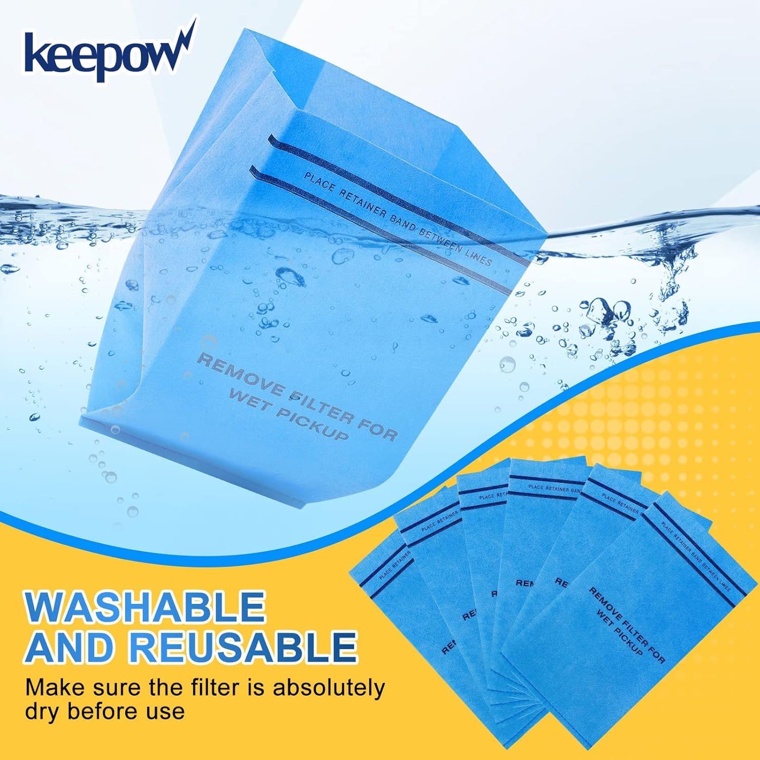 Keepow Wet Dry Vac Filter For Stinger 2.5 To 5 Gallon Wet Dry Vacuum Ws0255Va, Part# Vf2000, 12 Pack
