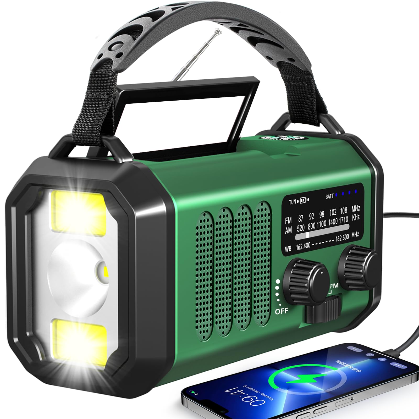TFTDOUP Emergency Radio Hand Crank Solar, AM/FM/NOAA Weather Radio Built-in 20000mah Battery Powered,Type-C Charger,Flashlight, 